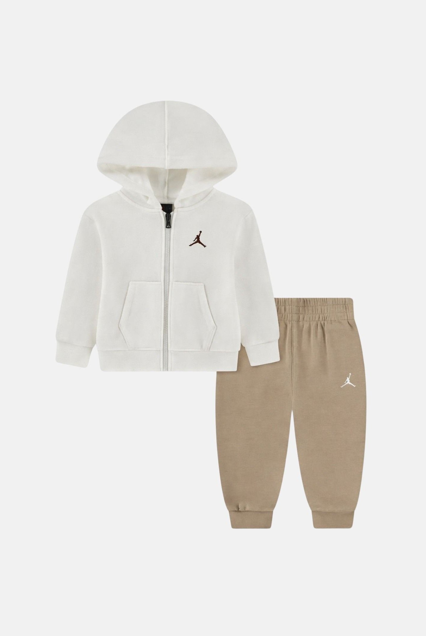 JORDAN Tuta bianca e beige da neonato con logo Jumpman<BR/> 65F124 X0L JORDAN