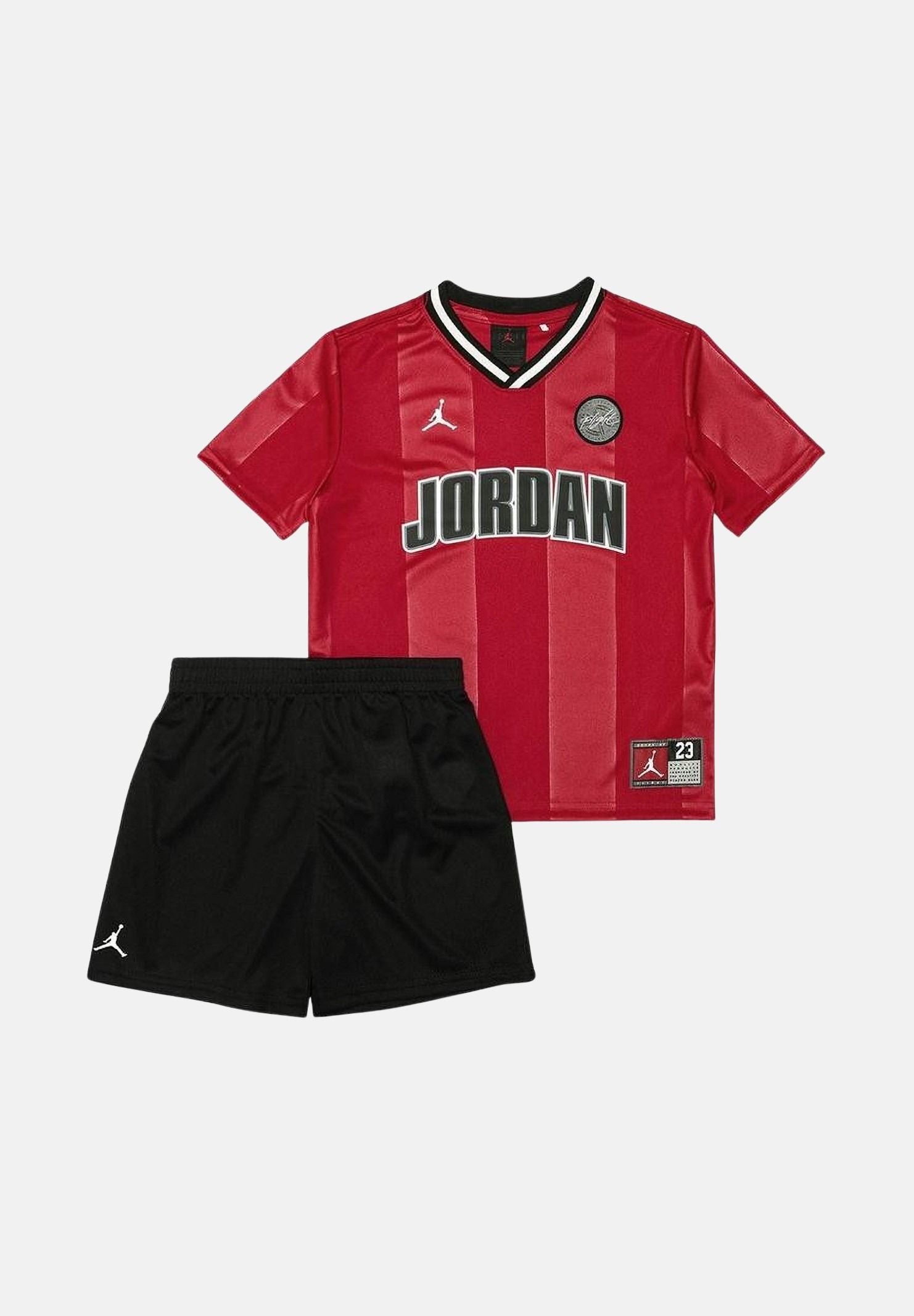 JORDAN Completino rosso e nero da bambino con stampa 85F547 023 JORDAN