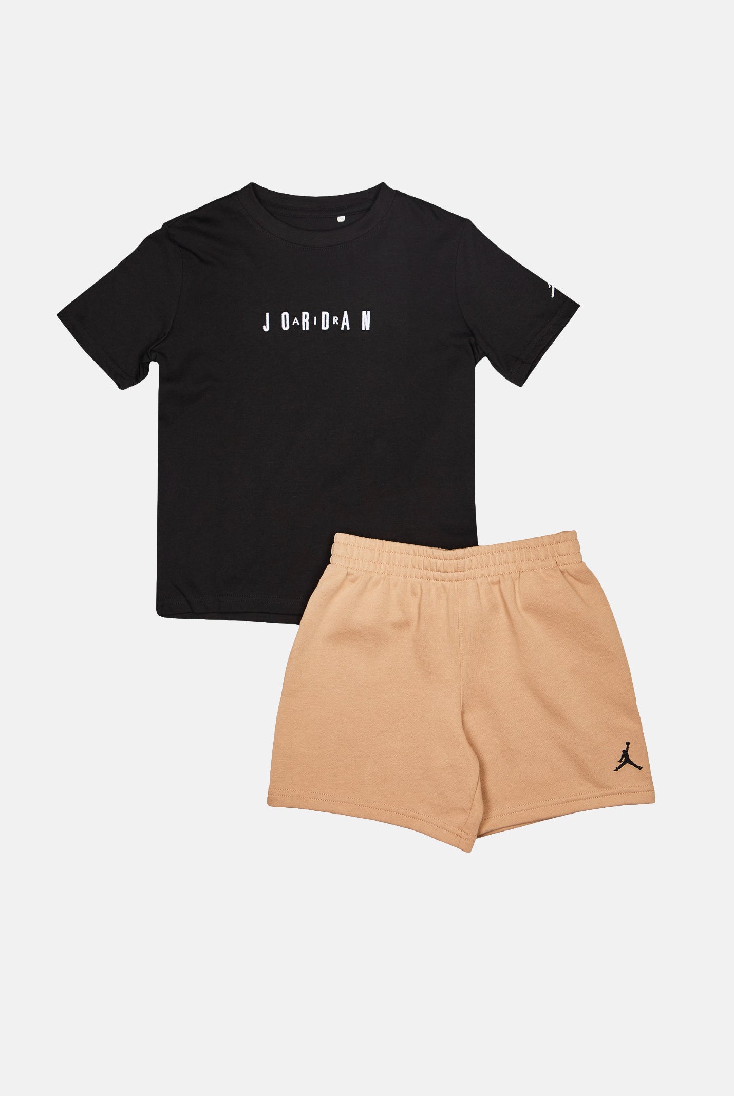 JORDAN Completino Wordmark Emb nero e beige per bambino e bambina<BR/> 85F758 X0L JORDAN