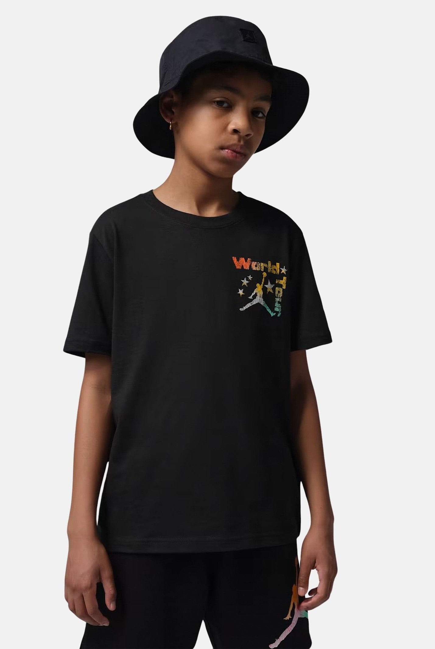 JORDAN T-shirt a manica corta World Tour nera da bambino 95F751 023 JORDAN