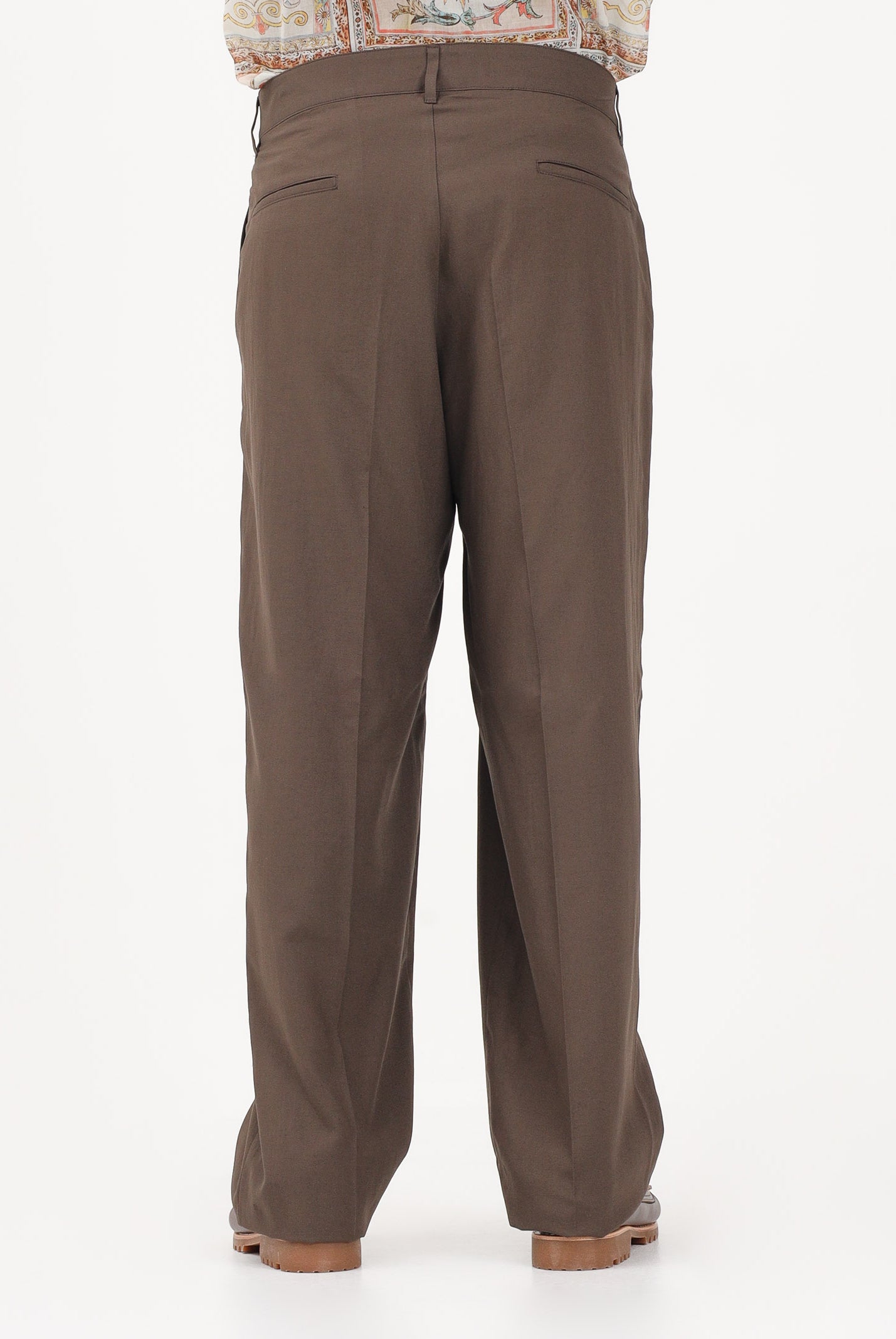 JUST CAVALLI Pantalone elegante in lino marrone da uomo 80OAA129N0698 772 JUST CAVALLI
