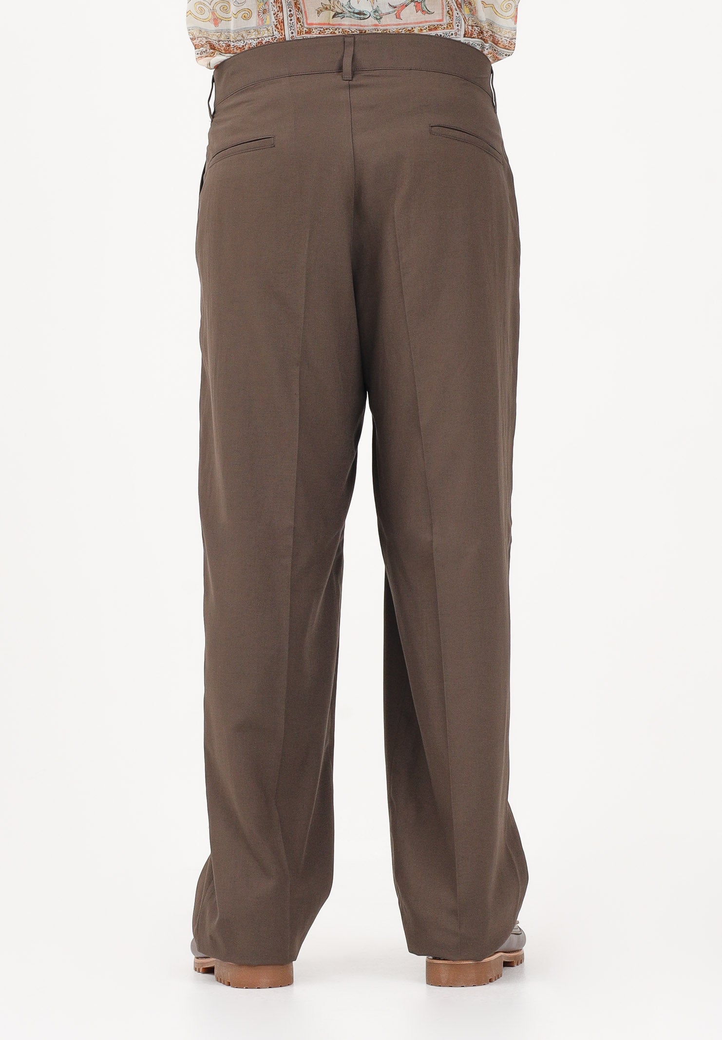 JUST CAVALLI Pantalone elegante in lino marrone da uomo 80OAA129N0698 772 JUST CAVALLI