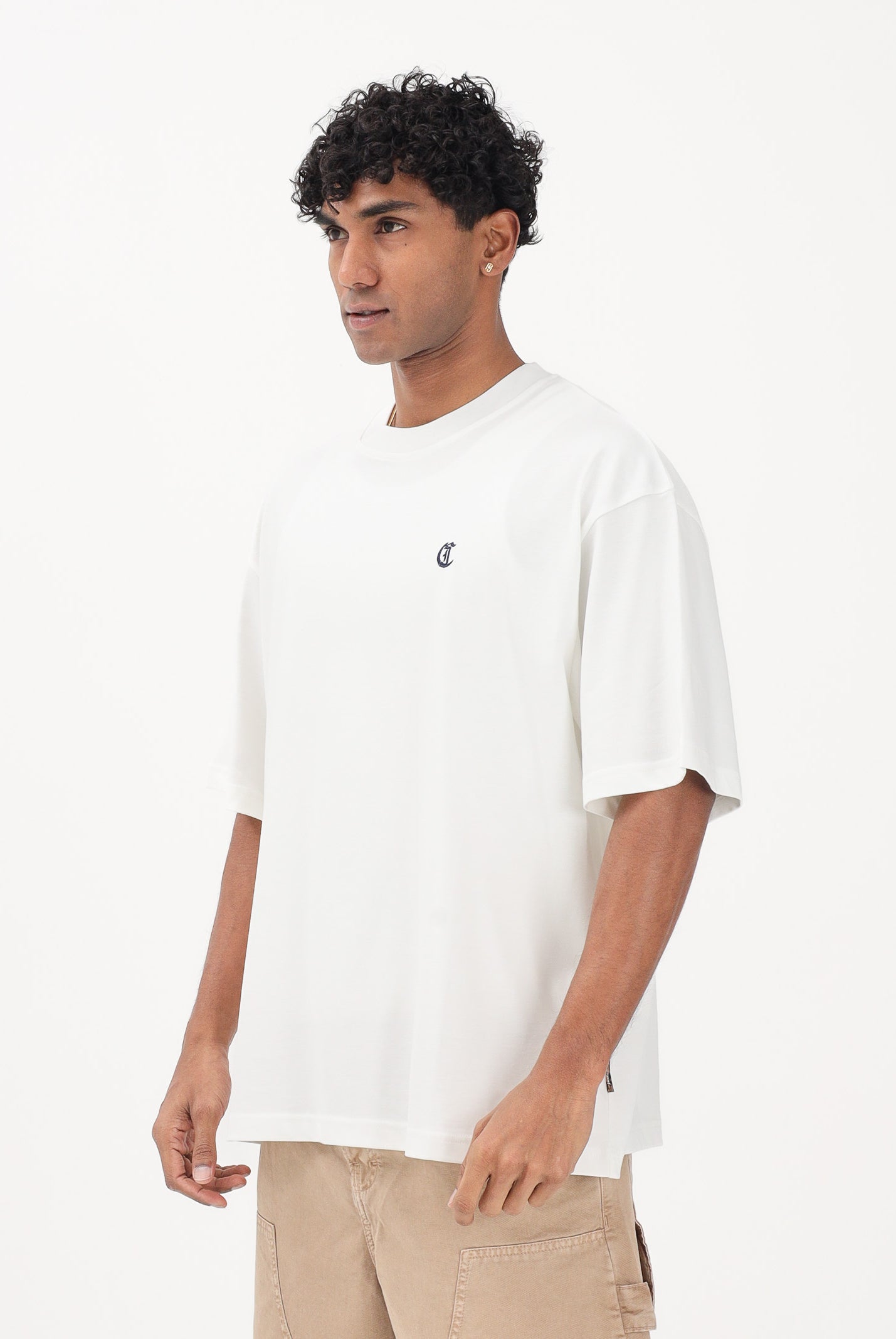 JUST CAVALLI T-shirt a manica corta bianca da uomo con maxi stampa 80OAHE18CJ118 004 JUST CAVALLI