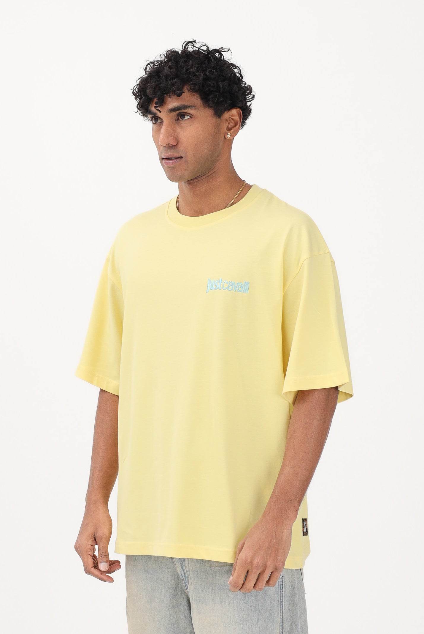 JUST CAVALLI T-shirt a manica corta gialla da uomo con stampa sul retro 80OAHE26CJ118 644 JUST CAVALLI