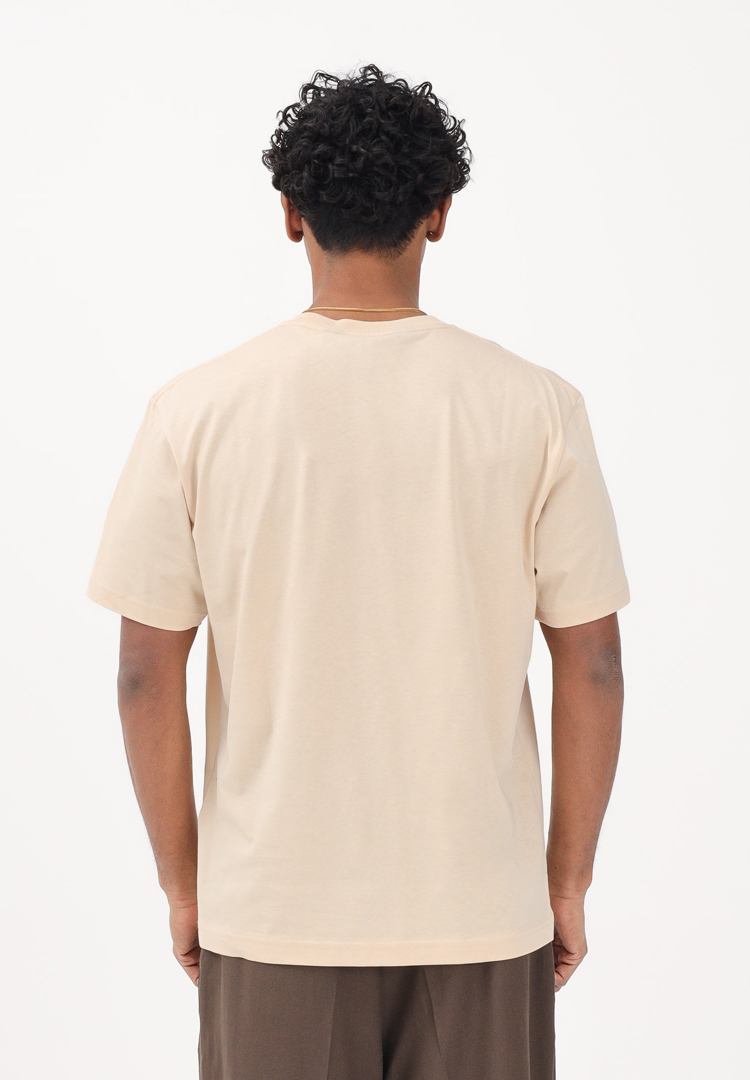 JUST CAVALLI T-shirt a manica corta beige da uomo con logo 80OAHT03CJ500 774 JUST CAVALLI