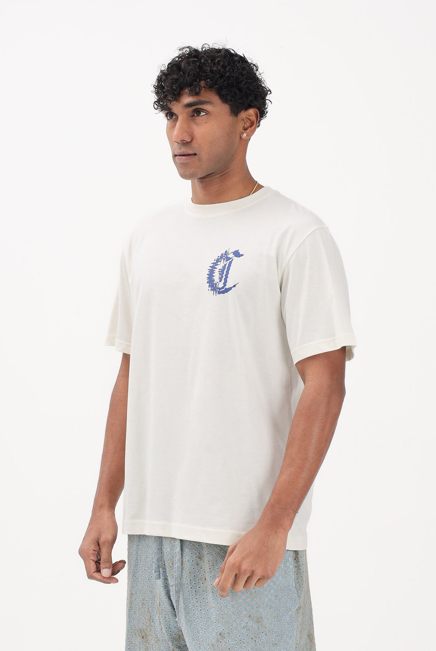 JUST CAVALLI T-shirt a manica corta bianca da uomo con maxi stampa 80OAHT23CJ500 004 JUST CAVALLI