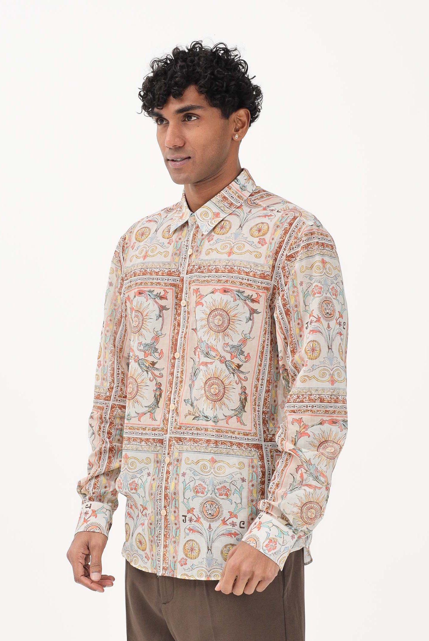 JUST CAVALLI Camicia a manica lunga multicolore da uomo con stampa ornamentale 80OAL210NS776 774 JUST CAVALLI