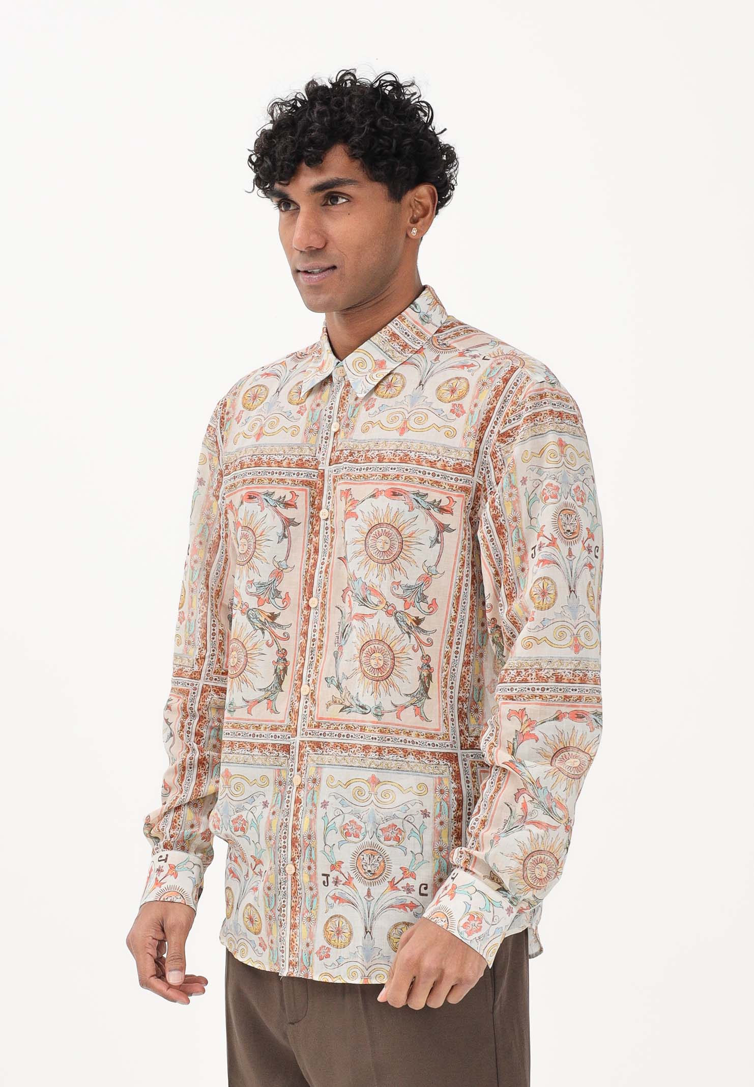 JUST CAVALLI Camicia a manica lunga multicolore da uomo con stampa ornamentale 80OAL210NS776 774 JUST CAVALLI