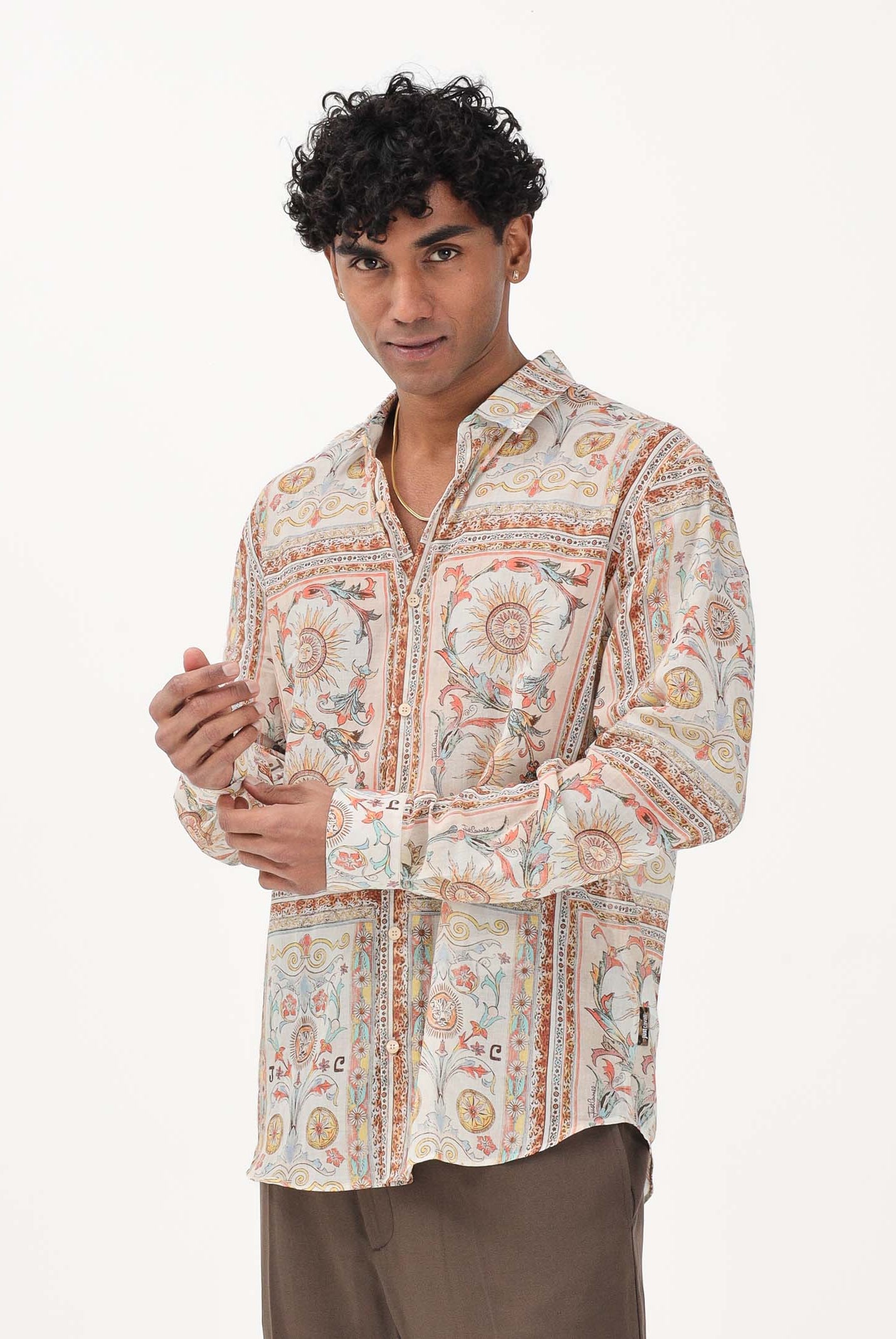 JUST CAVALLI Camicia a manica lunga multicolore da uomo con stampa ornamentale 80OAL210NS776 774 JUST CAVALLI