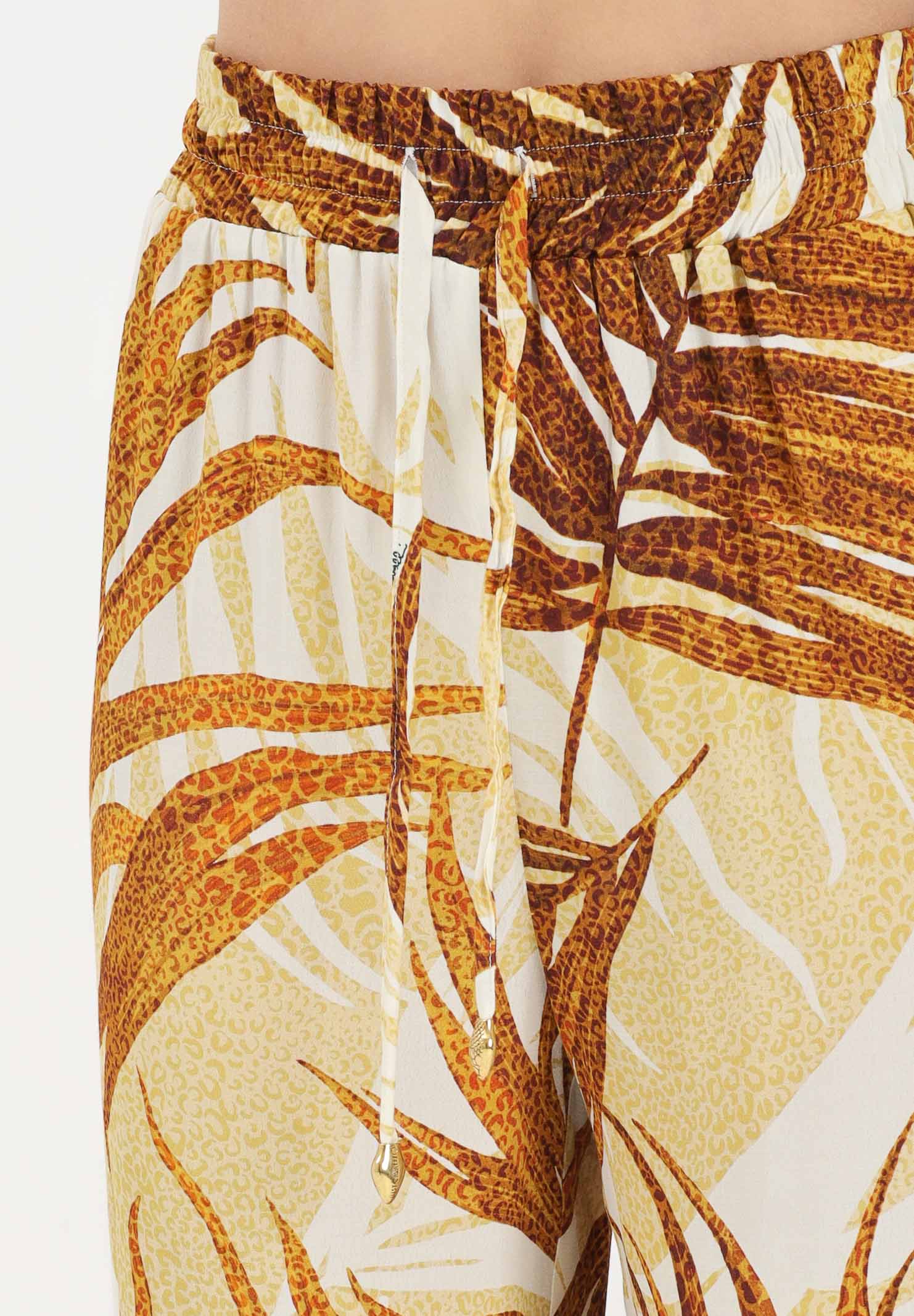 JUST CAVALLI Pantalone elegante beige da donna con stampa di foglie 80PAA126NS838 638 JUST CAVALLI