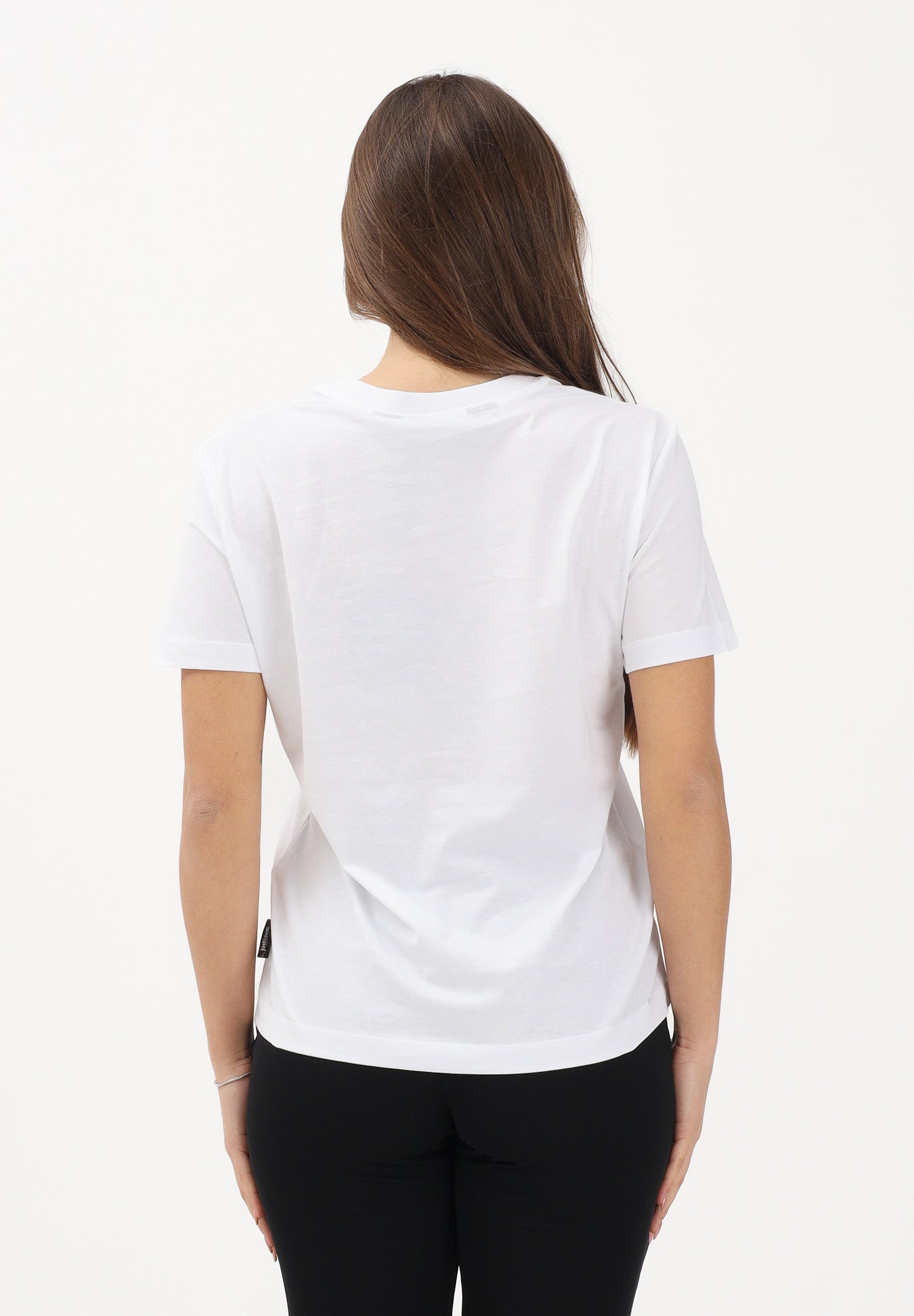 JUST CAVALLI T-shirt a manica corta bianca da donna con stampa 80PAHT24CJ500 003 JUST CAVALLI