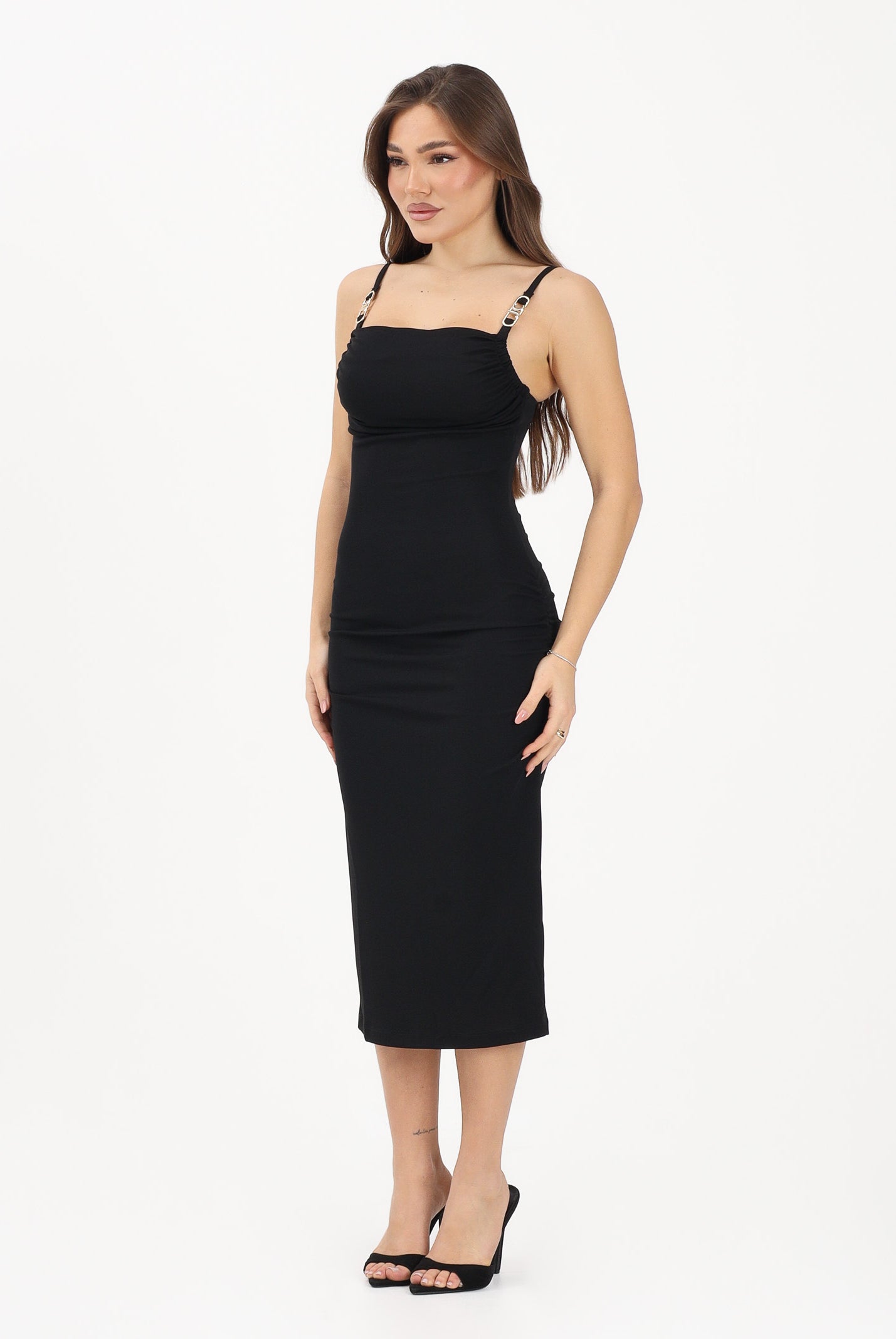 JUST CAVALLI Abito midi nero da donna con dettagli gioiello 80PAO904J0253 899 JUST CAVALLI