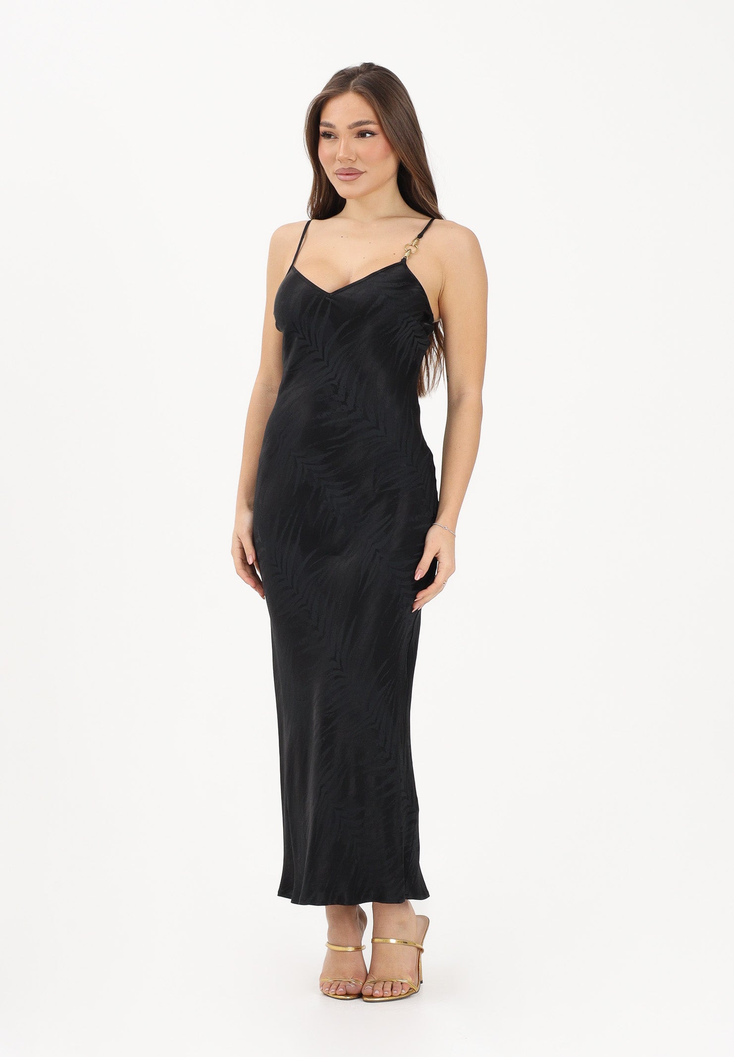 JUST CAVALLI Abito midi nero da donna con motivo Tiger Skin 80PAO925N0726 899 JUST CAVALLI