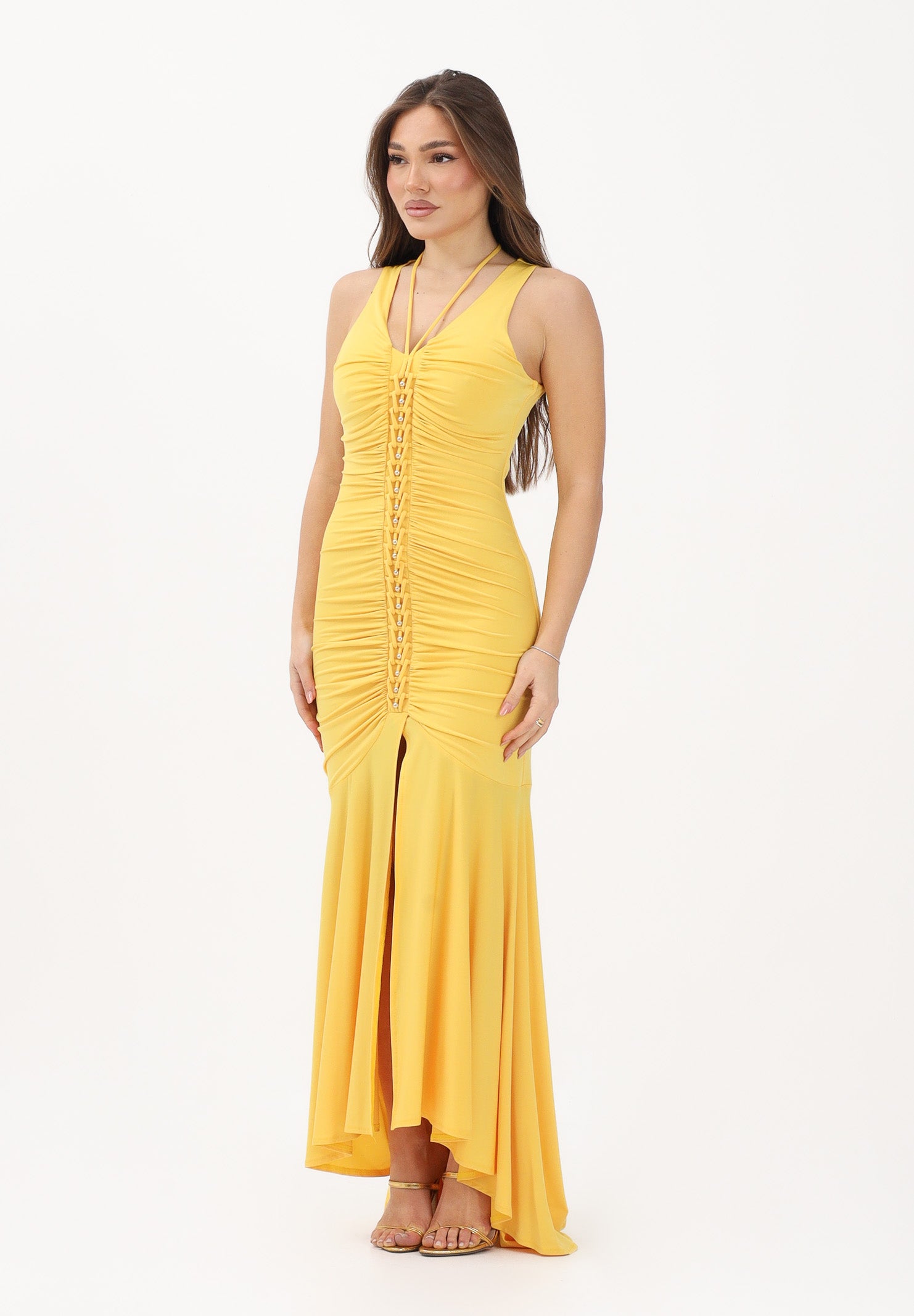 JUST CAVALLI Abito lungo giallo da donna 80PAOB01CJB04 644 JUST CAVALLI