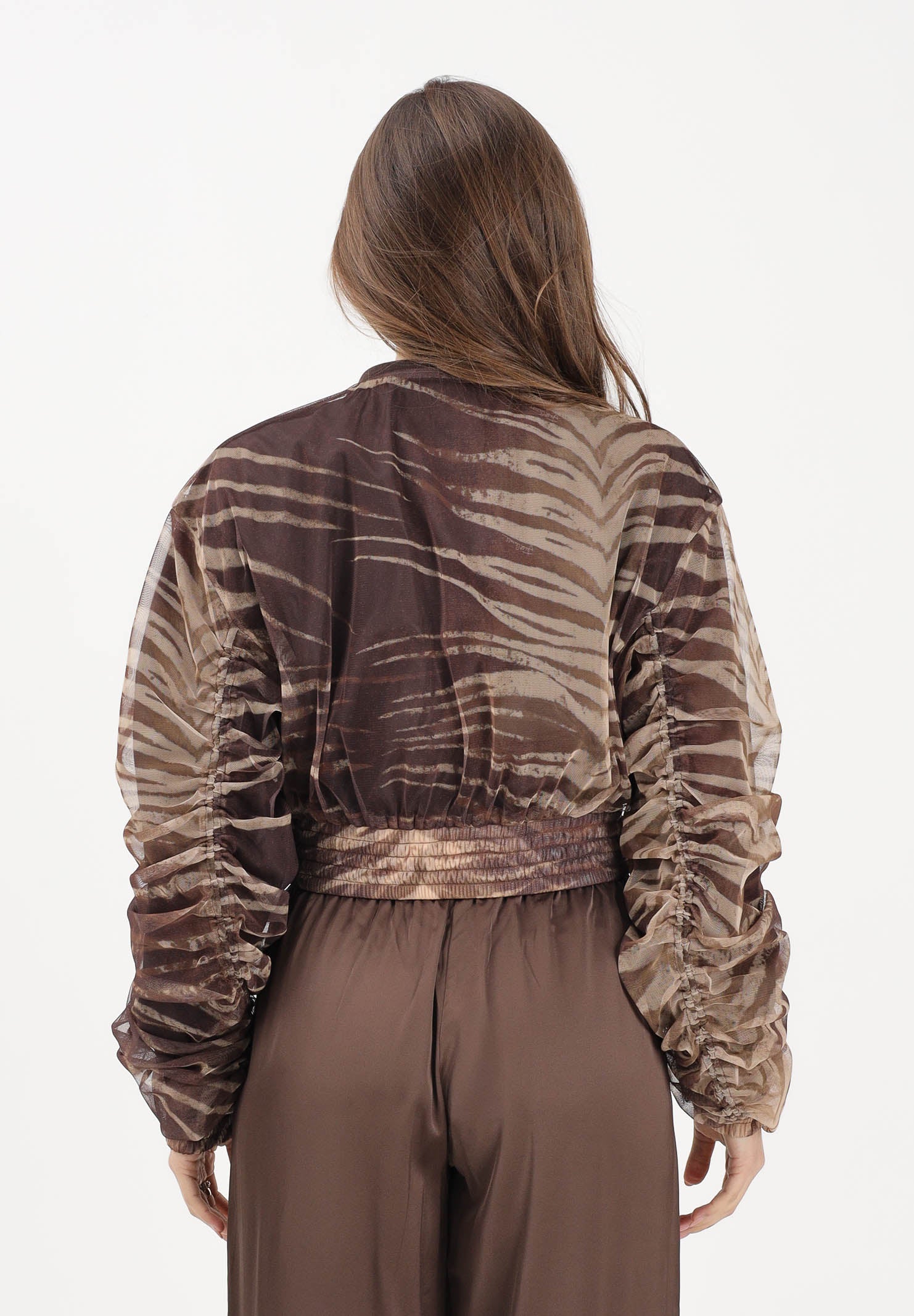 JUST CAVALLI Bomber marrone da donna con fantasia animalier 80PAS413CJDP6 R83 JUST CAVALLI