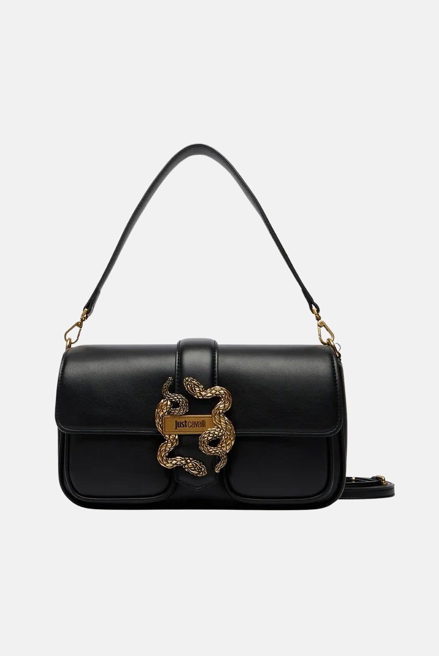 JUST CAVALLI Borsa a spalla nera da donna con fibbia logo 80RA4BA2ZSA89 899 JUST CAVALLI
