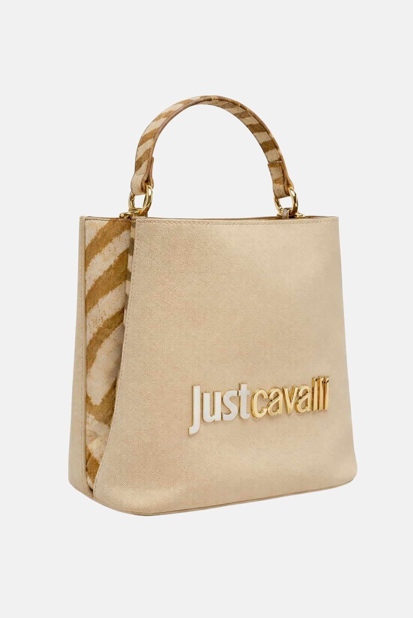 JUST CAVALLI Borsa a mano beige da donna con logo 80RA4BB3ZS766 751 JUST CAVALLI