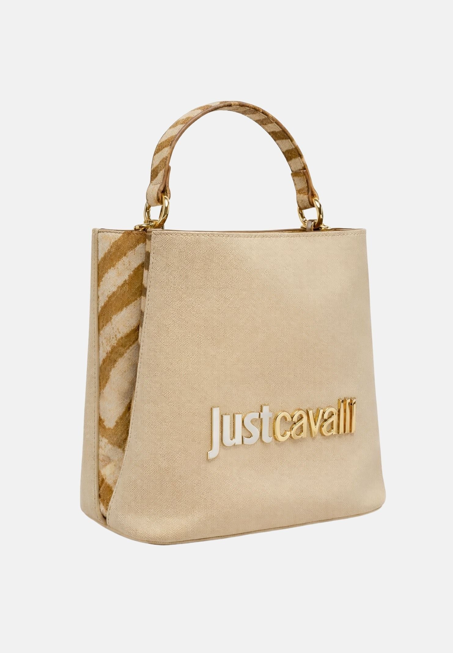 JUST CAVALLI Borsa a mano beige da donna con logo 80RA4BB3ZS766 751 JUST CAVALLI