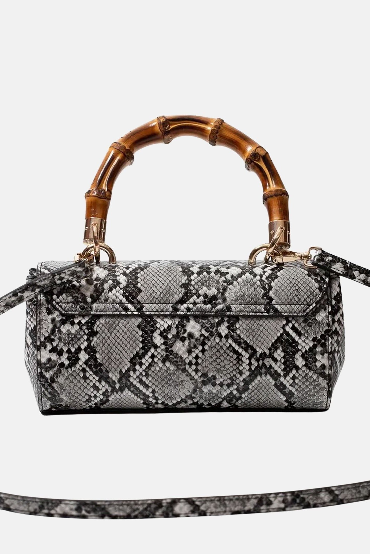 JUST CAVALLI Borsa a mano da donna con stampa effetto pitone nei toni del bianco e nero 80RA4BD1ZSD84 L02 JUST CAVALLI