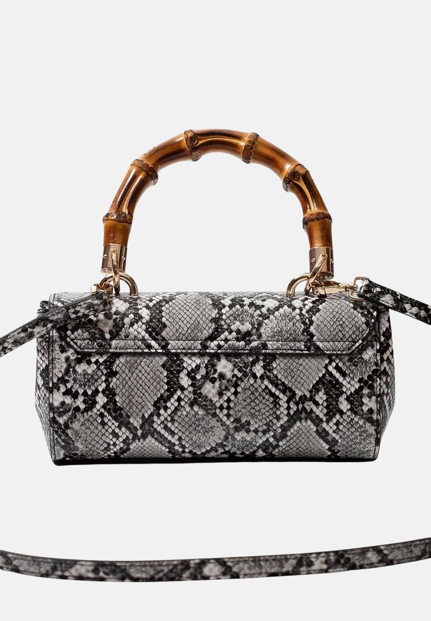 JUST CAVALLI Borsa a mano da donna con stampa effetto pitone nei toni del bianco e nero 80RA4BD1ZSD84 L02 JUST CAVALLI