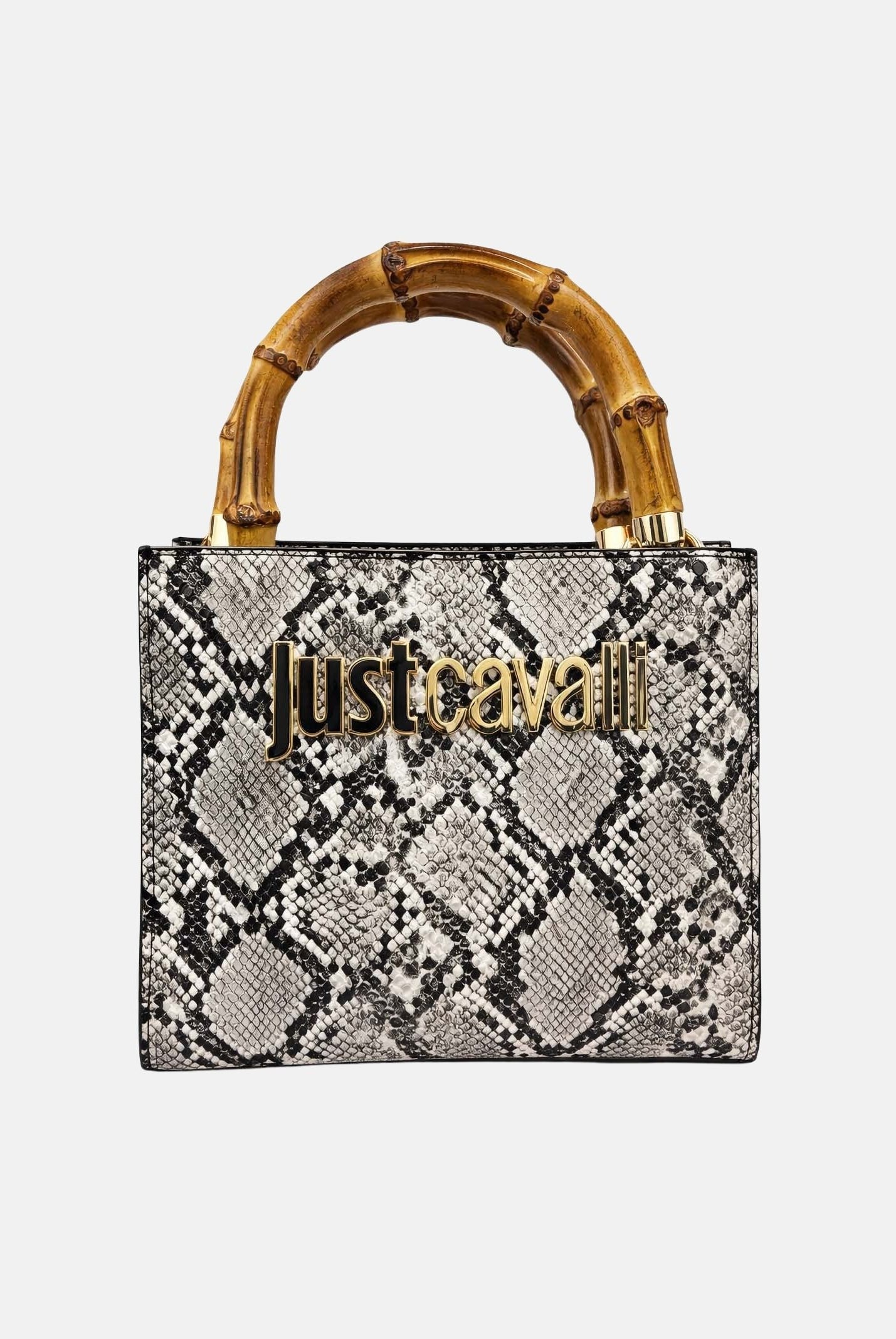JUST CAVALLI Borsa a mano pitonata bianca e nera da donna 80RA4BD2ZSD84 L02 JUST CAVALLI