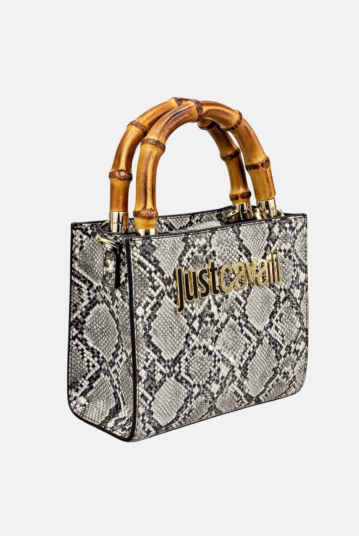 JUST CAVALLI Borsa a mano pitonata bianca e nera da donna 80RA4BD2ZSD84 L02 JUST CAVALLI