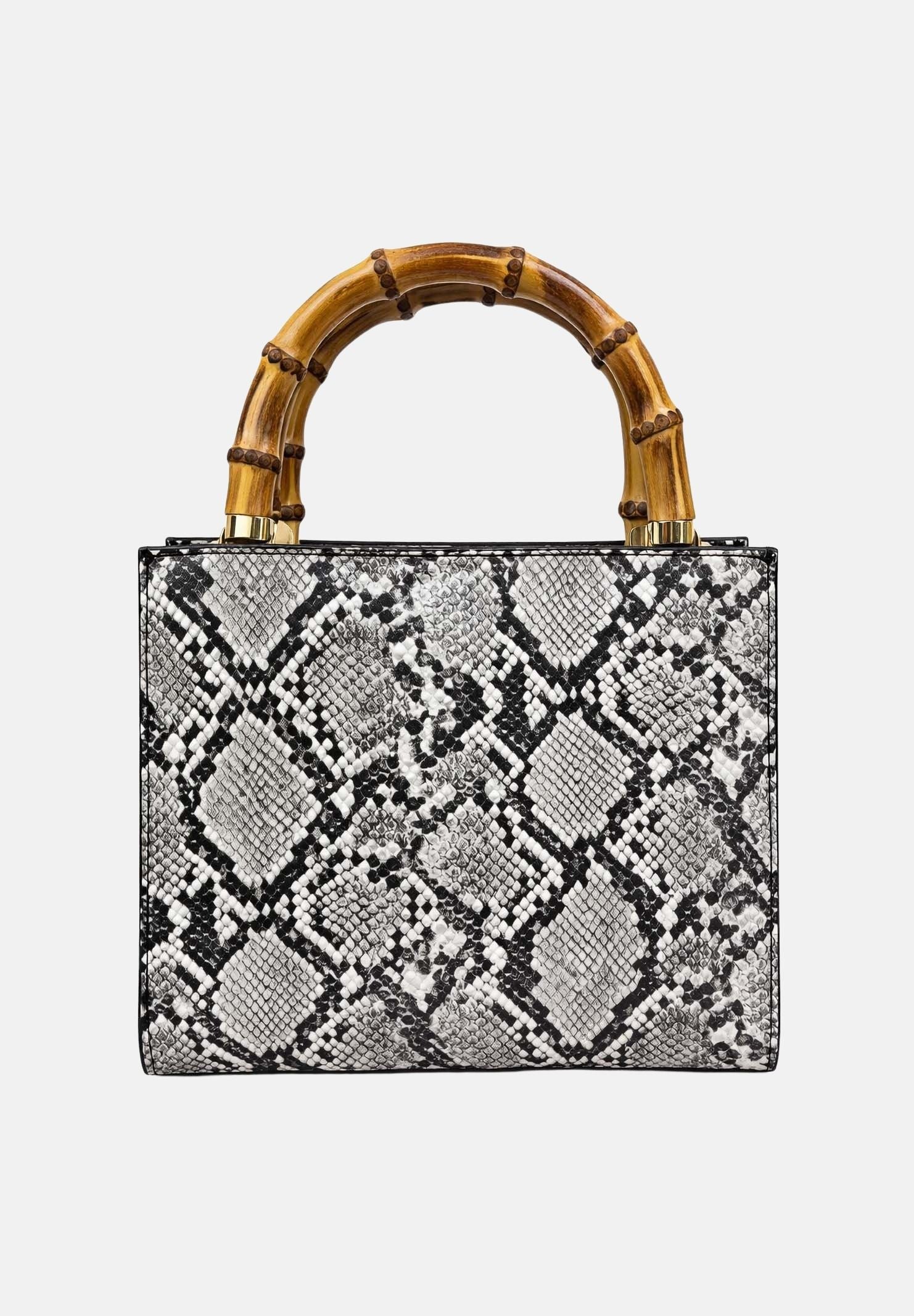 JUST CAVALLI Borsa a mano pitonata bianca e nera da donna 80RA4BD2ZSD84 L02 JUST CAVALLI