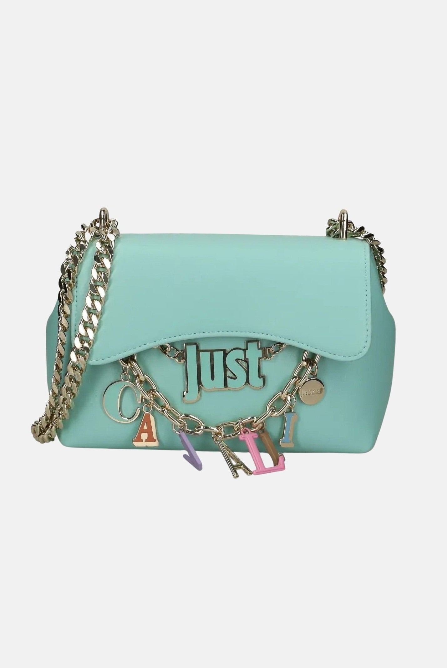 JUST CAVALLI Borsa a tracolla verde acqua da donna con charm logo 80RA4BE2ZSD85 130 JUST CAVALLI