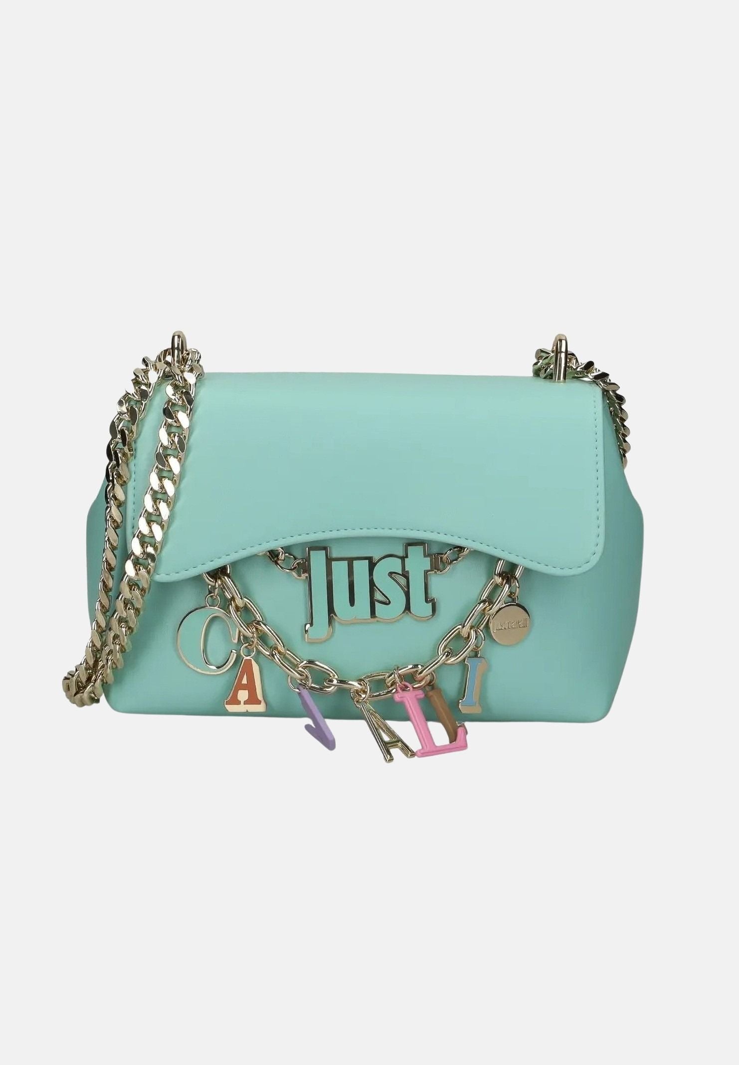 JUST CAVALLI Borsa a tracolla verde acqua da donna con charm logo 80RA4BE2ZSD85 130 JUST CAVALLI