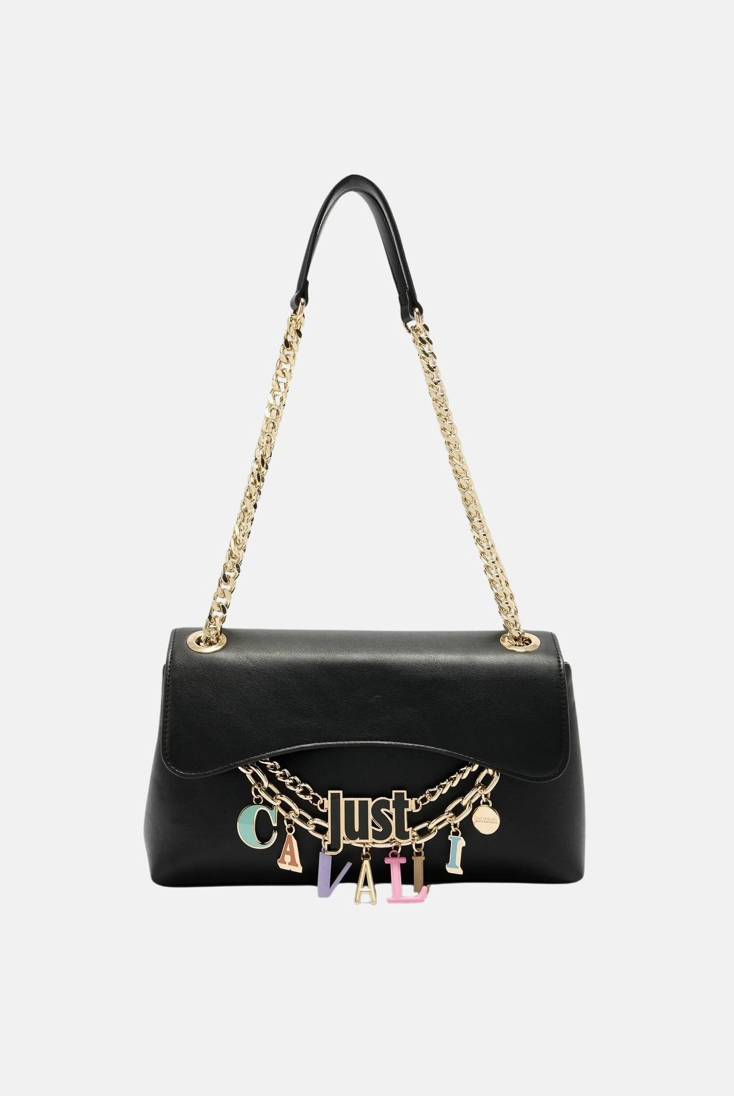 JUST CAVALLI Borsa a tracolla nera da donna con charm logo 80RA4BE2ZSD85 899 JUST CAVALLI
