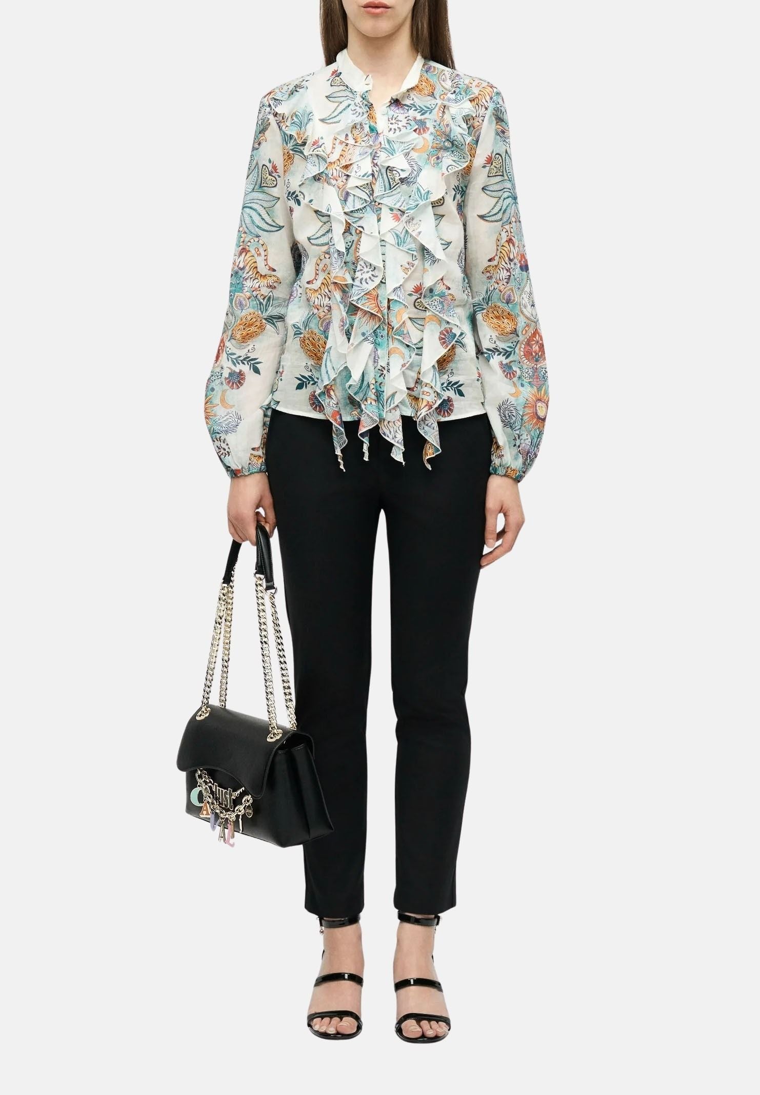 JUST CAVALLI Borsa a tracolla nera da donna con charm logo 80RA4BE2ZSD85 899 JUST CAVALLI