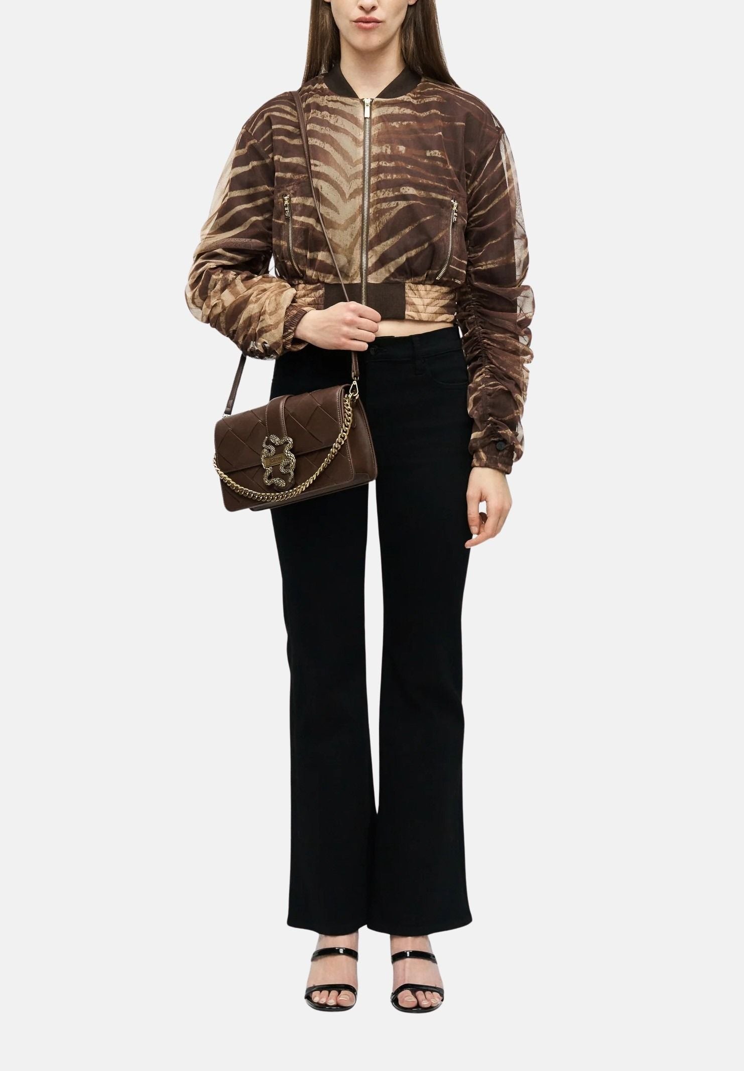 JUST CAVALLI Borsa a tracolla marrone da donna con fibbia 80RA4BM1ZSD88 772 JUST CAVALLI