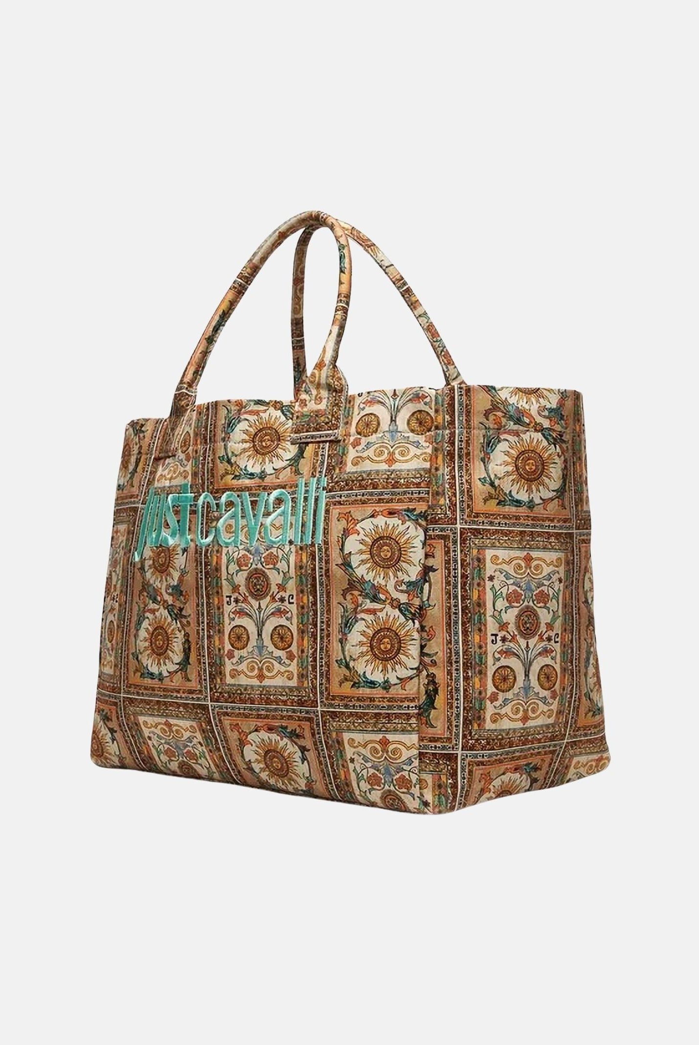 JUST CAVALLI Borsa mare beige da donna con stampa ornamentale 80RA4BS1ZG426 R85 JUST CAVALLI