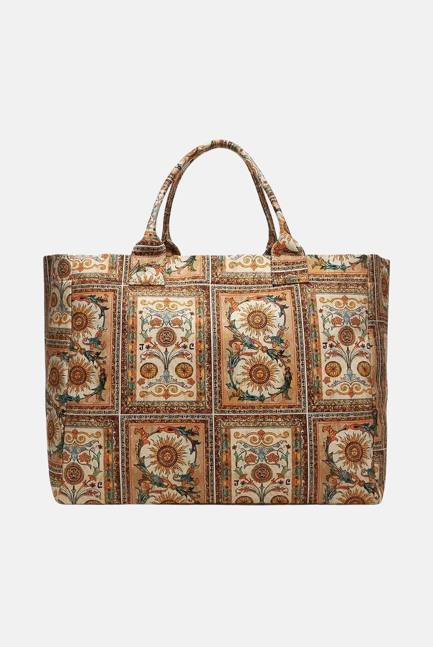 JUST CAVALLI Borsa mare beige da donna con stampa ornamentale 80RA4BS1ZG426 R85 JUST CAVALLI