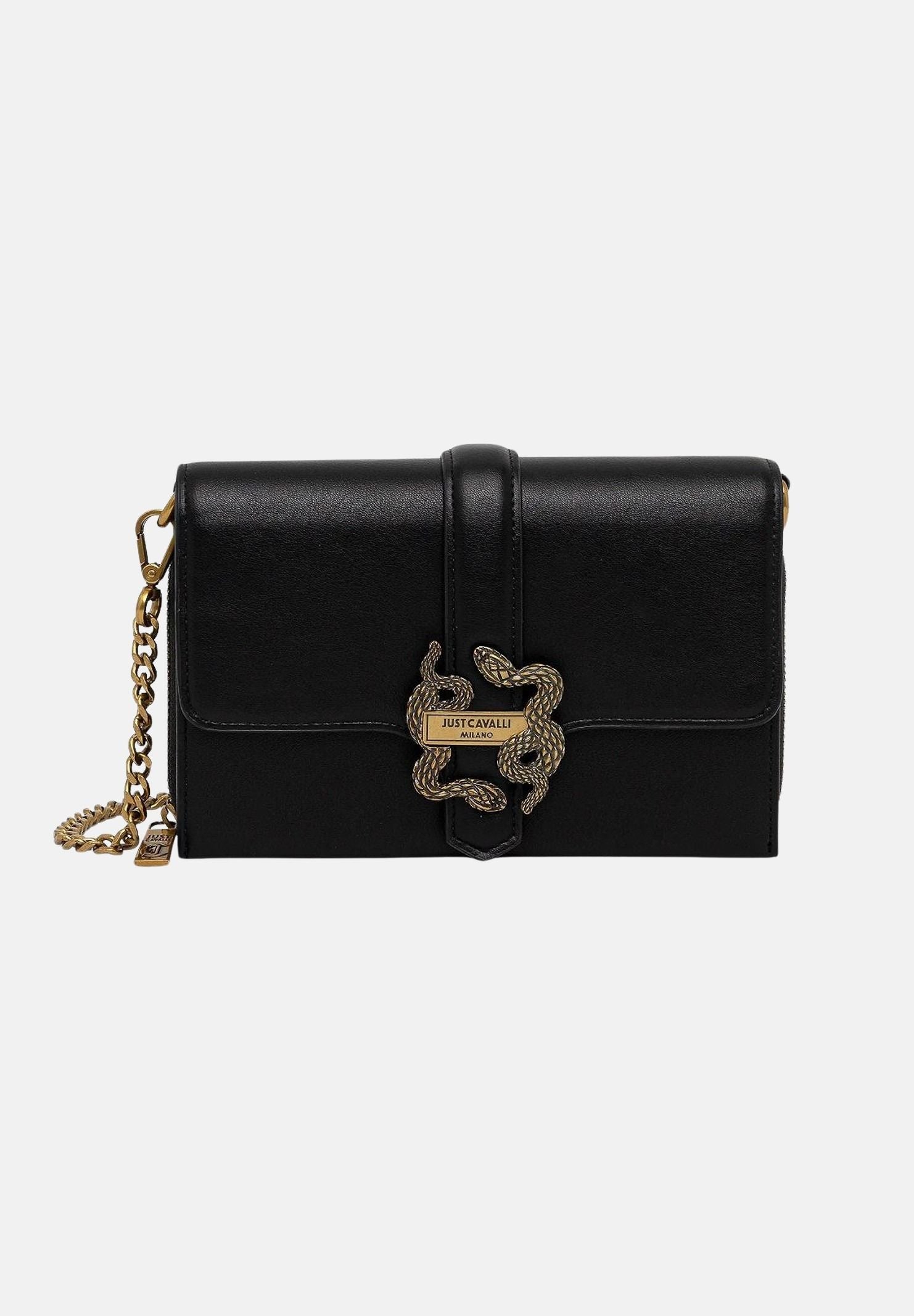 JUST CAVALLI Borsa a tracolla nera da donna con fibbia logo 80RA5PA6ZSA89 899 JUST CAVALLI