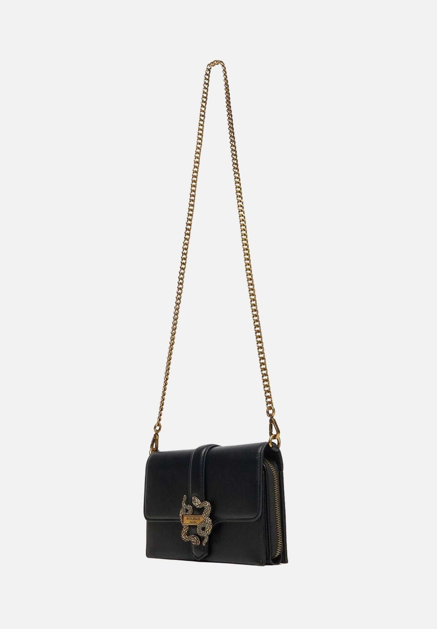 JUST CAVALLI Borsa a tracolla nera da donna con fibbia logo 80RA5PA6ZSA89 899 JUST CAVALLI