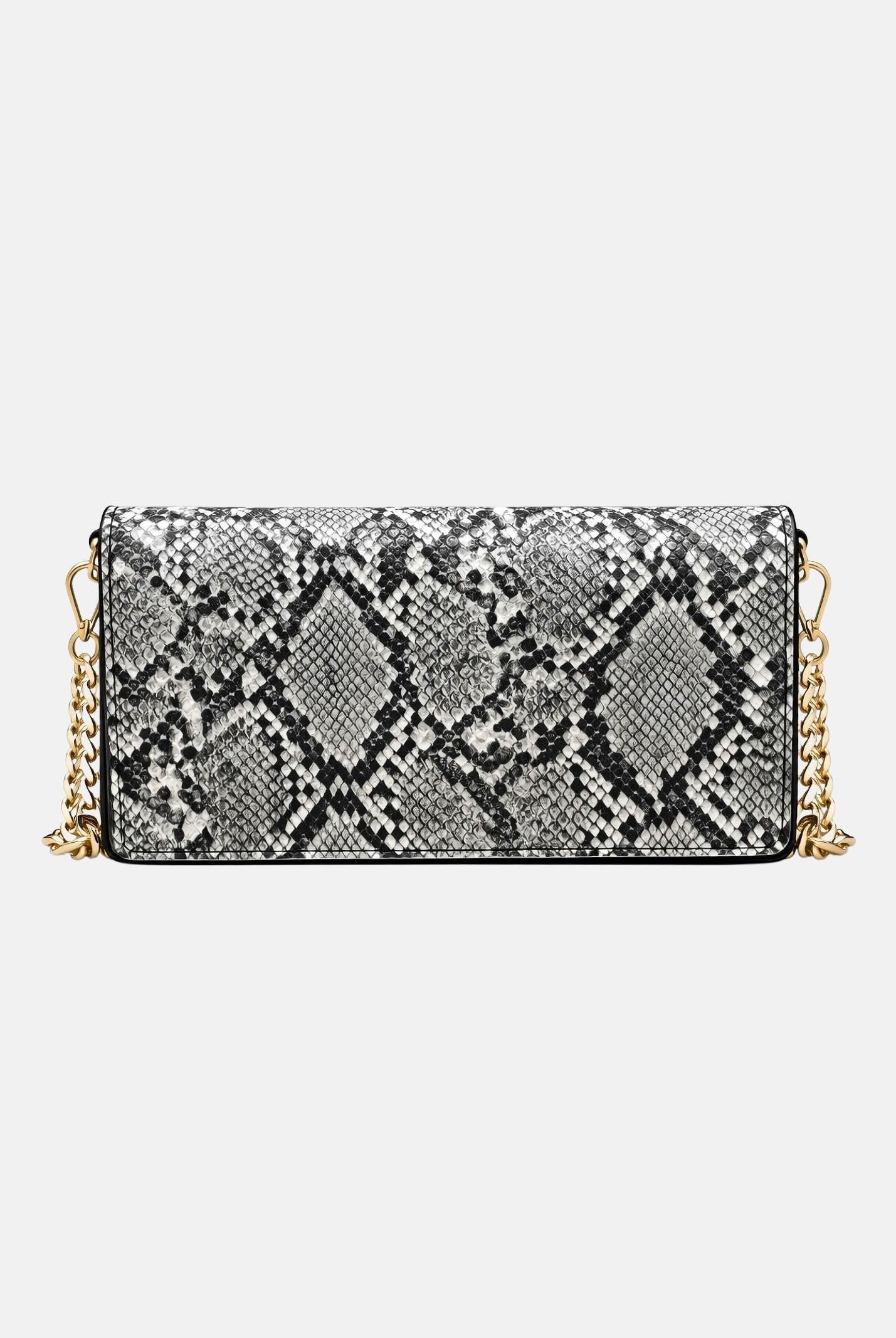 JUST CAVALLI Pochette pitonata bianca e nera da donna con logo 80RA5PD2ZSD84 L02 JUST CAVALLI