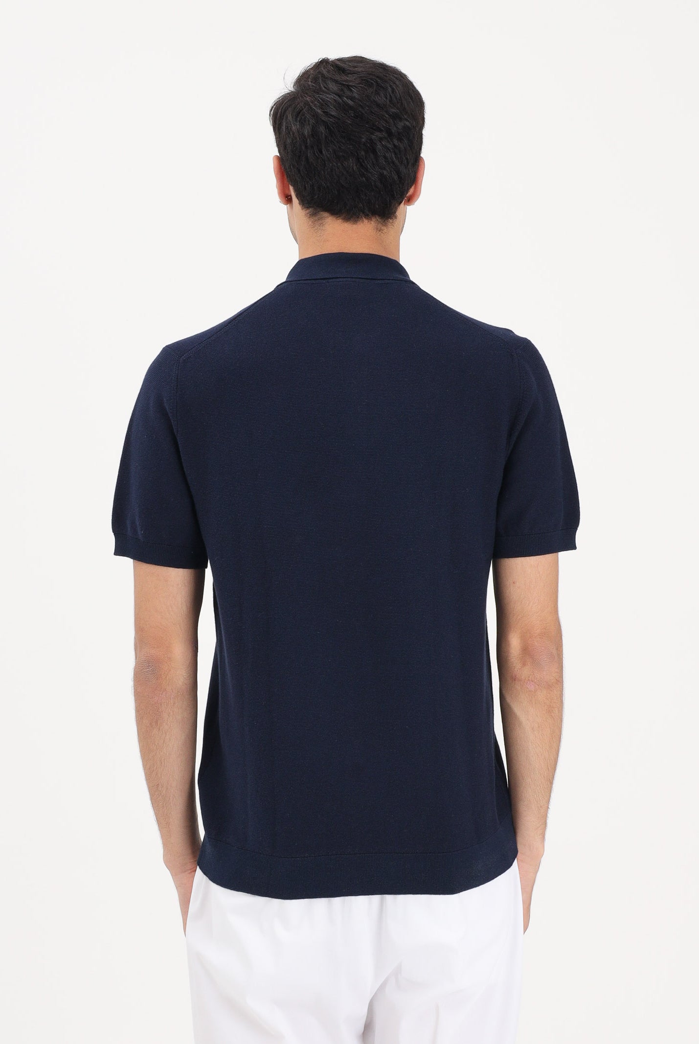 LACOSTE Polo a manica corta blu da uomo in maglia bouclé AH1043 166 LACOSTE