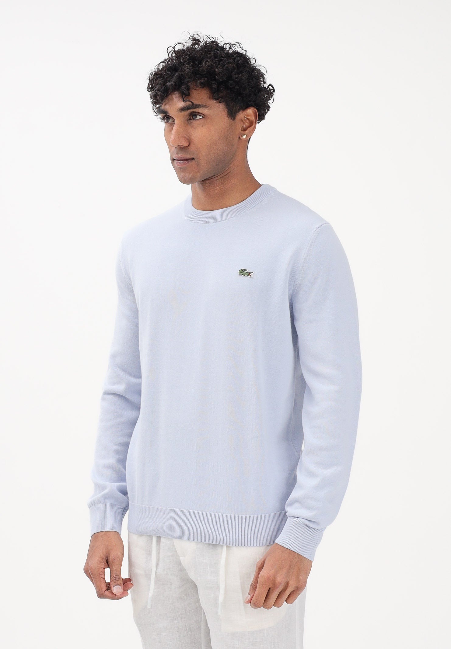 LACOSTE Maglioncino girocollo azzurro polvere da uomo AH1985 J2G LACOSTE