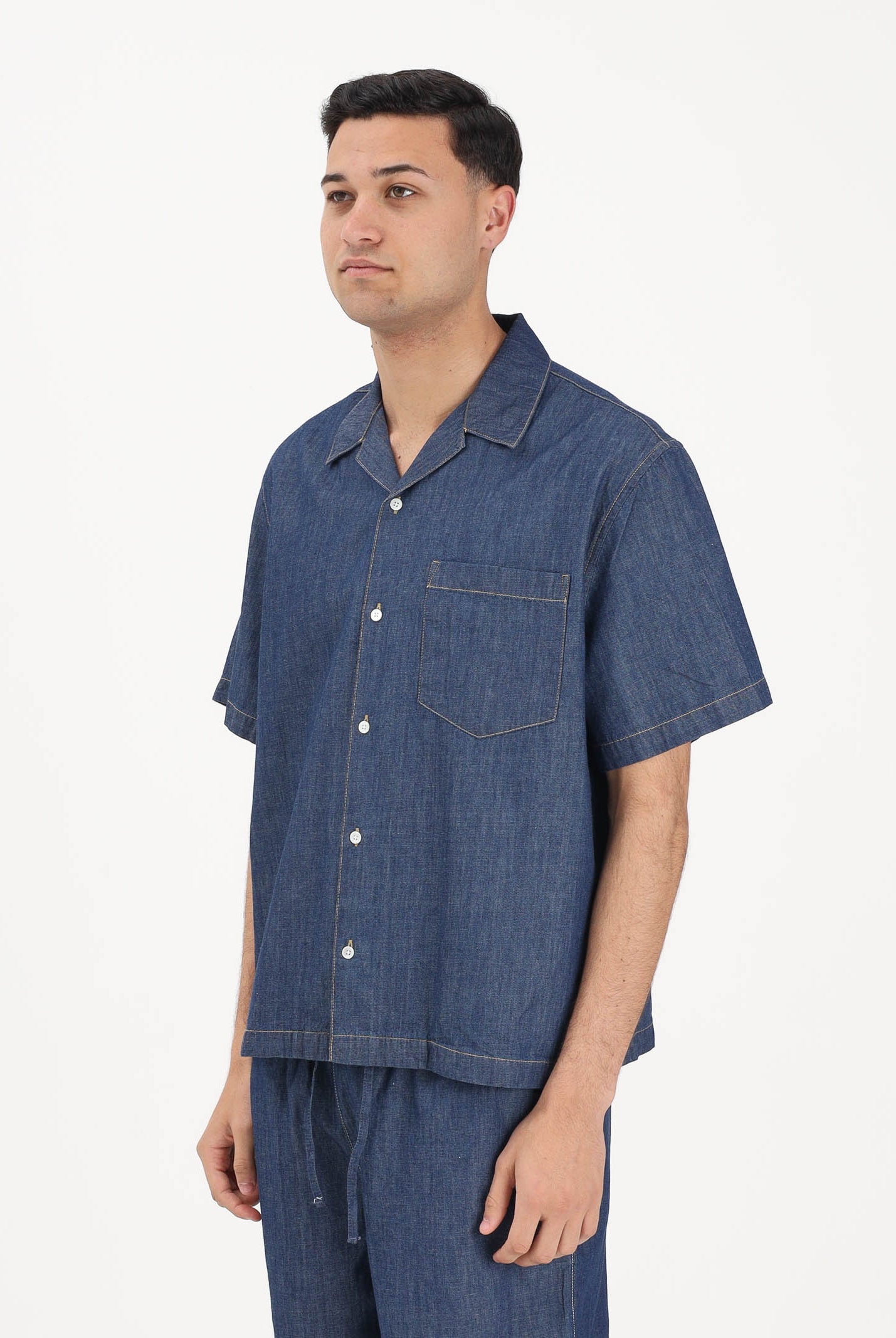 LACOSTE Camicia a manica corta in denim medio da uomo CH1869 MK9 LACOSTE