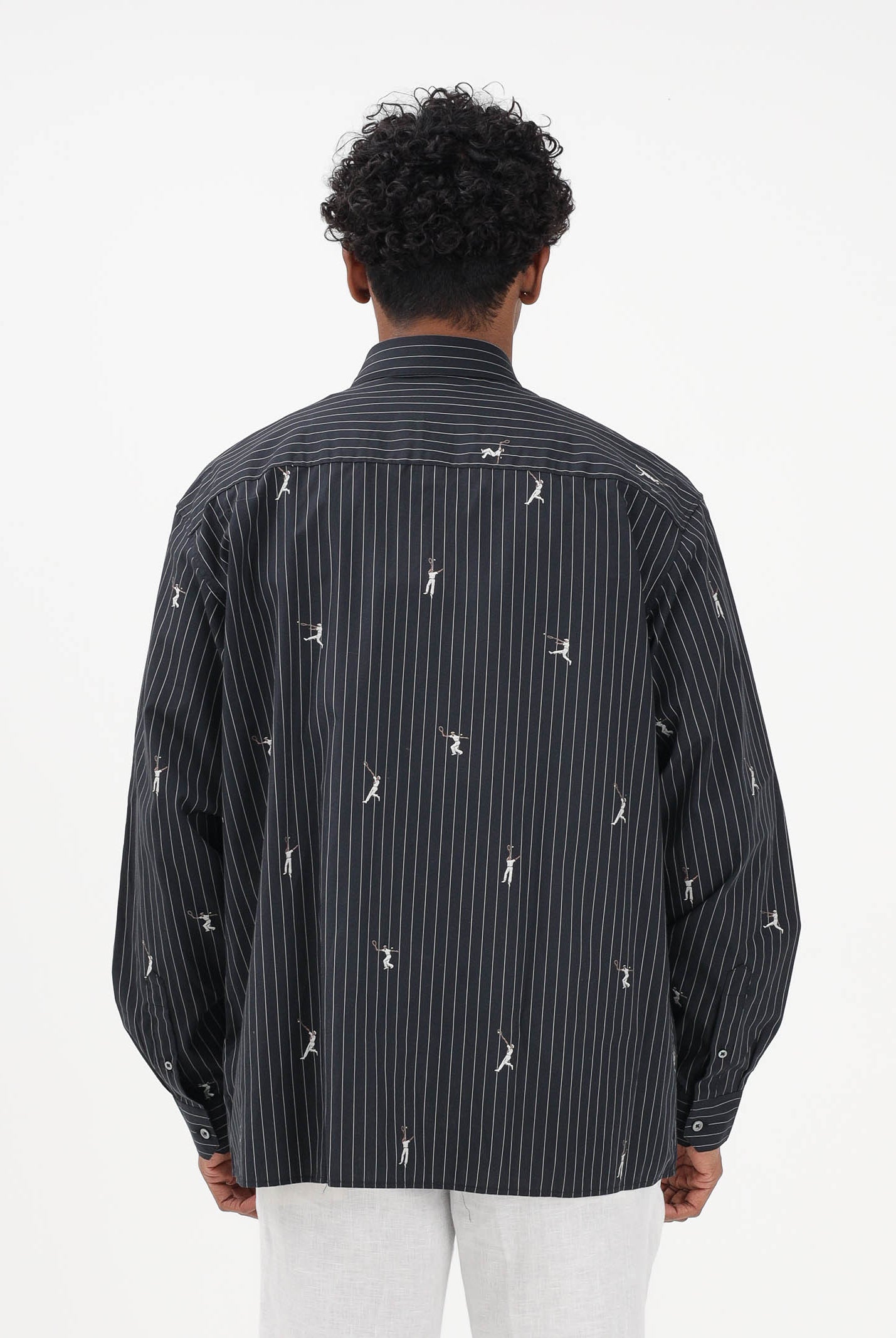 LACOSTE Camicia a manica lunga nera da uomo con fantasia CH2191 350 LACOSTE