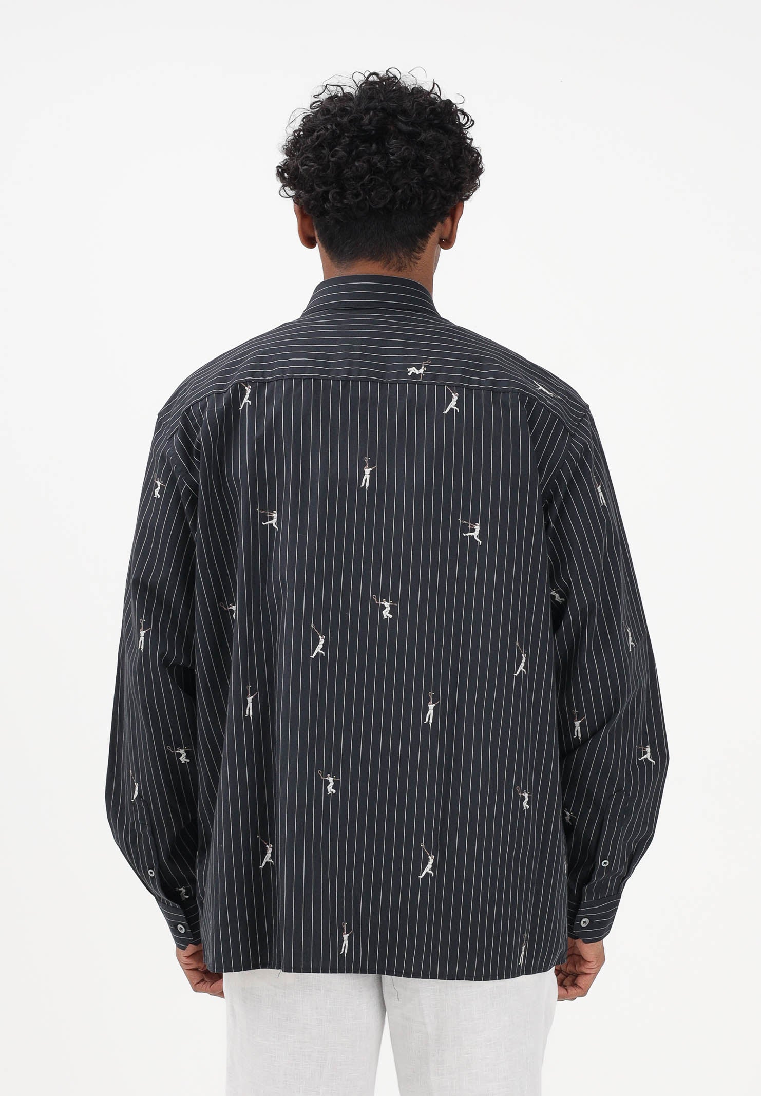 LACOSTE Camicia a manica lunga nera da uomo con fantasia CH2191 350 LACOSTE