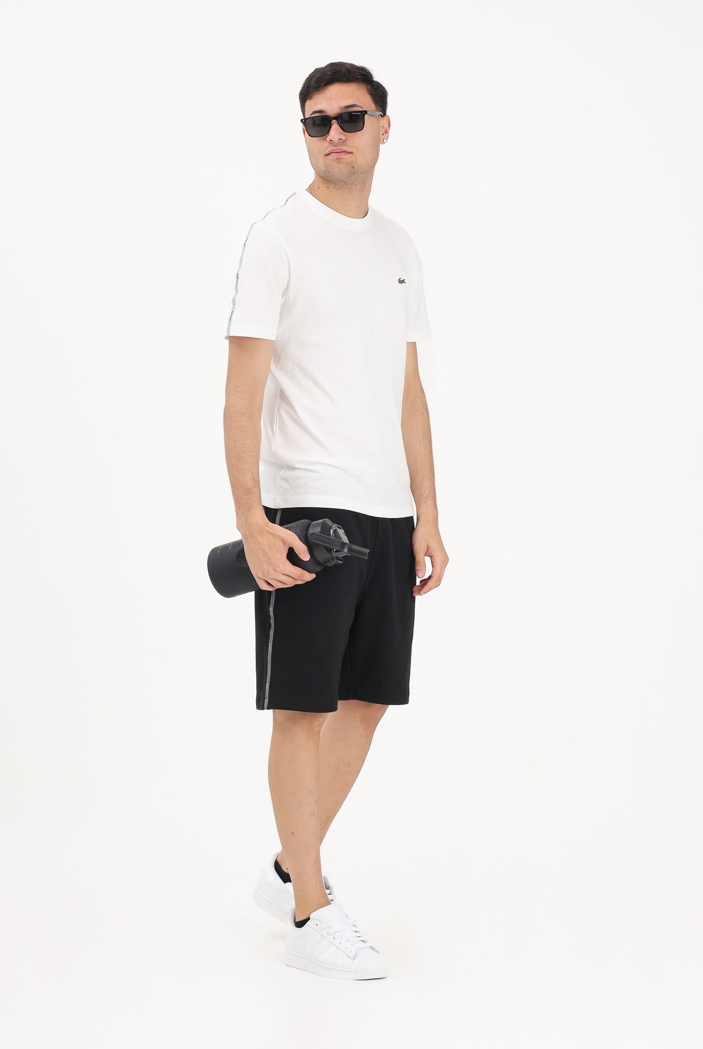 LACOSTE Shorts sportivo nero da uomo con striscia con logo GH0886 031 LACOSTE