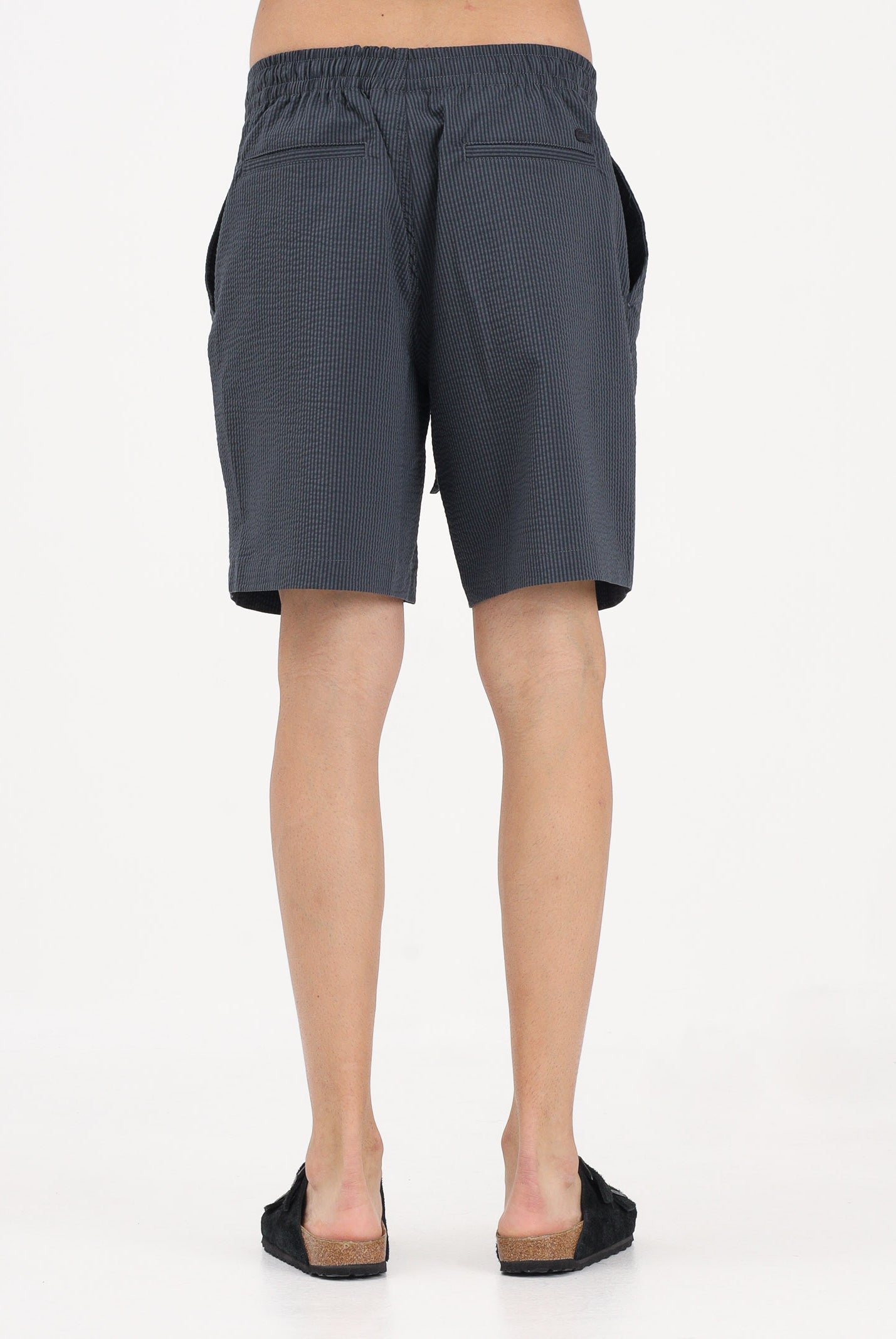 LACOSTE Shorts nero da uomo in seersucker di cotone GH1977 4CI LACOSTE