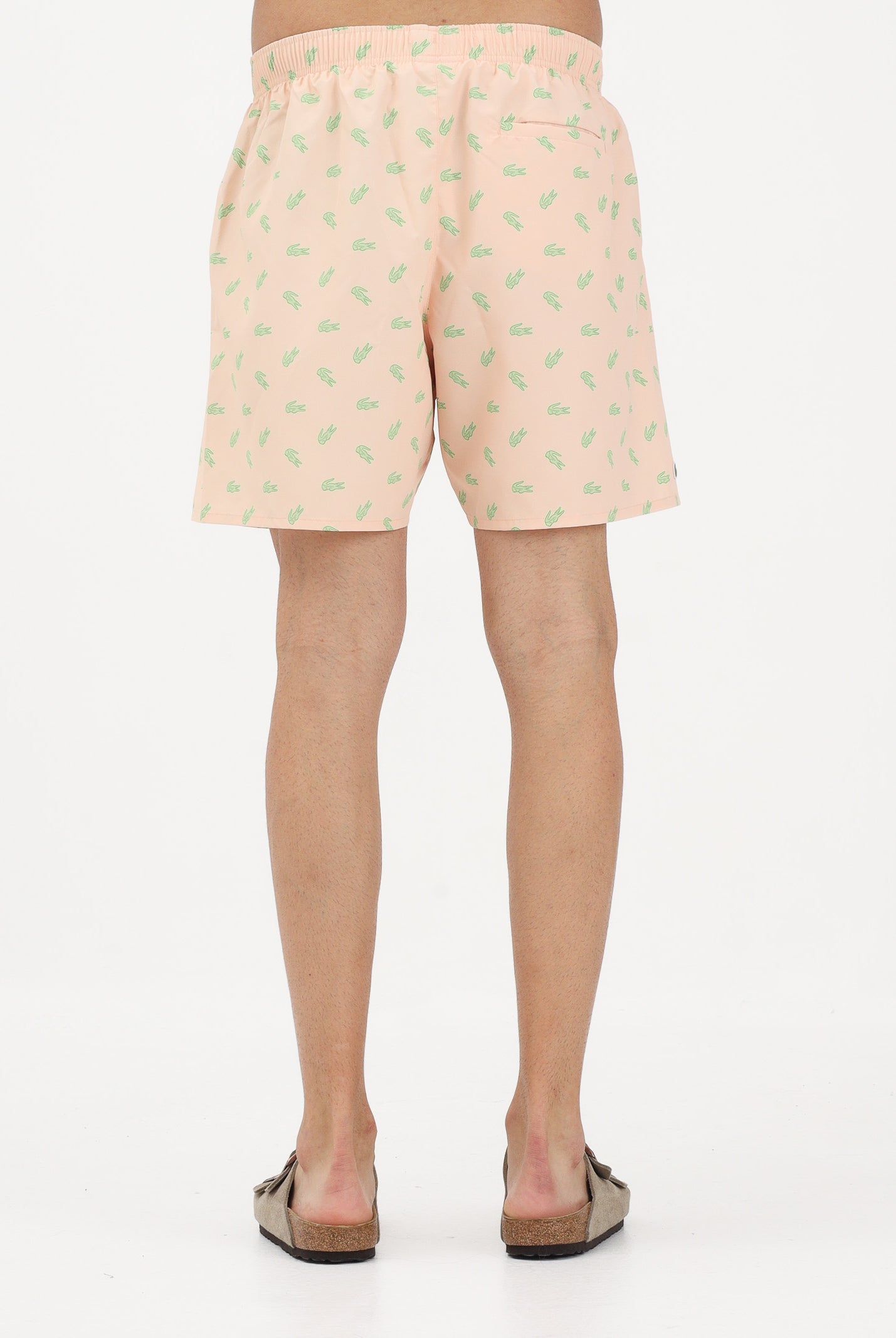 LACOSTE Shorts mare rosa pesca da uomo con stampa coccodrillo MH1851 BIG LACOSTE