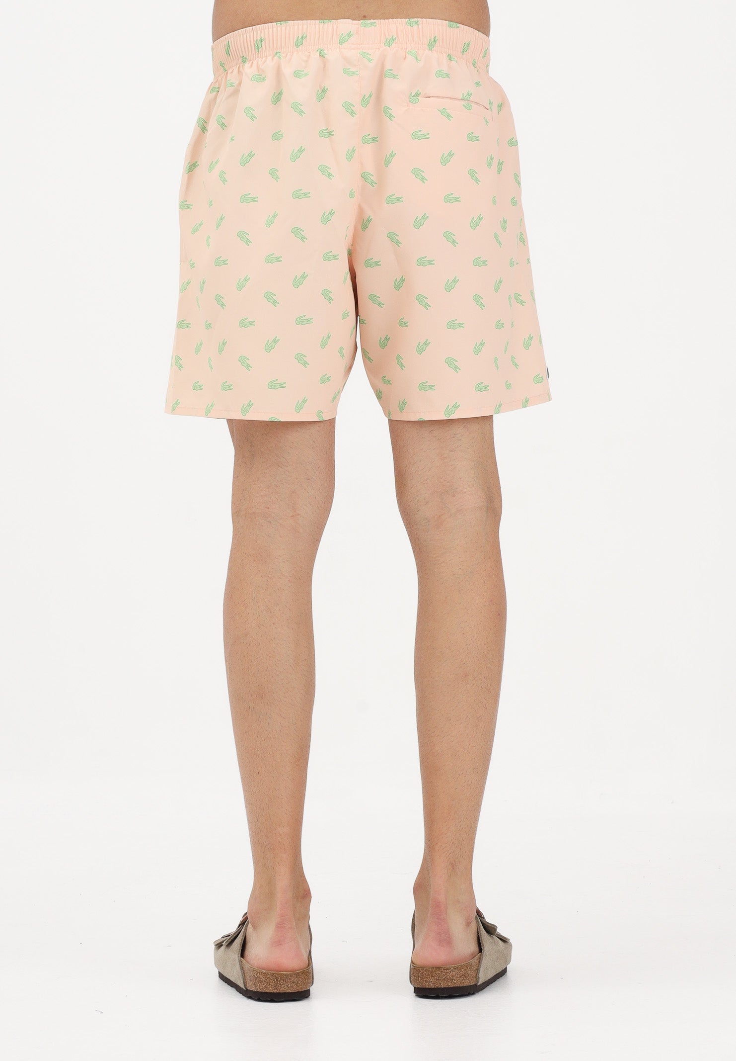 LACOSTE Shorts mare rosa pesca da uomo con stampa coccodrillo MH1851 BIG LACOSTE