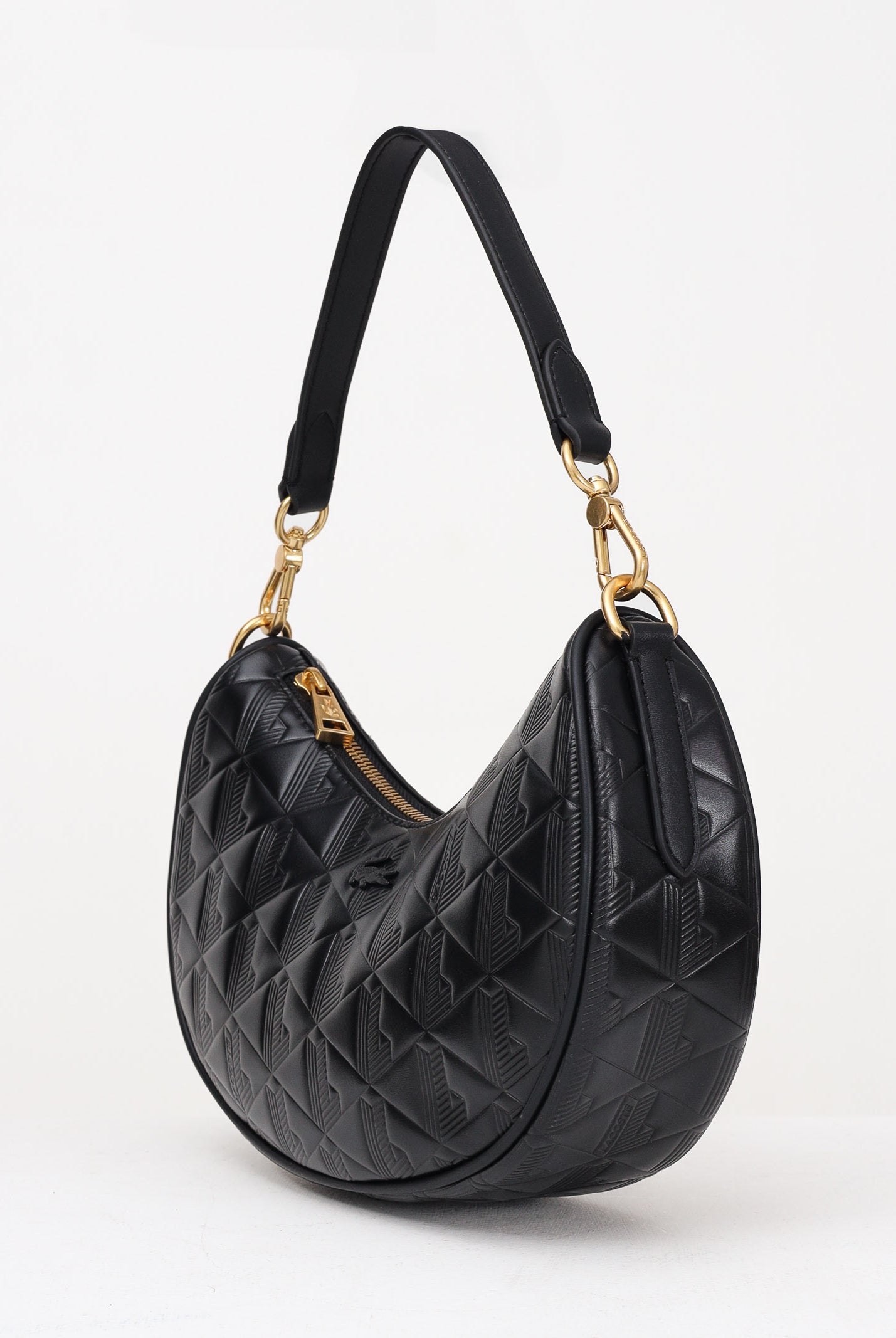 LACOSTE Borsa a spalla nera da donna in pelle goffrata Maheki NF4710 000 LACOSTE