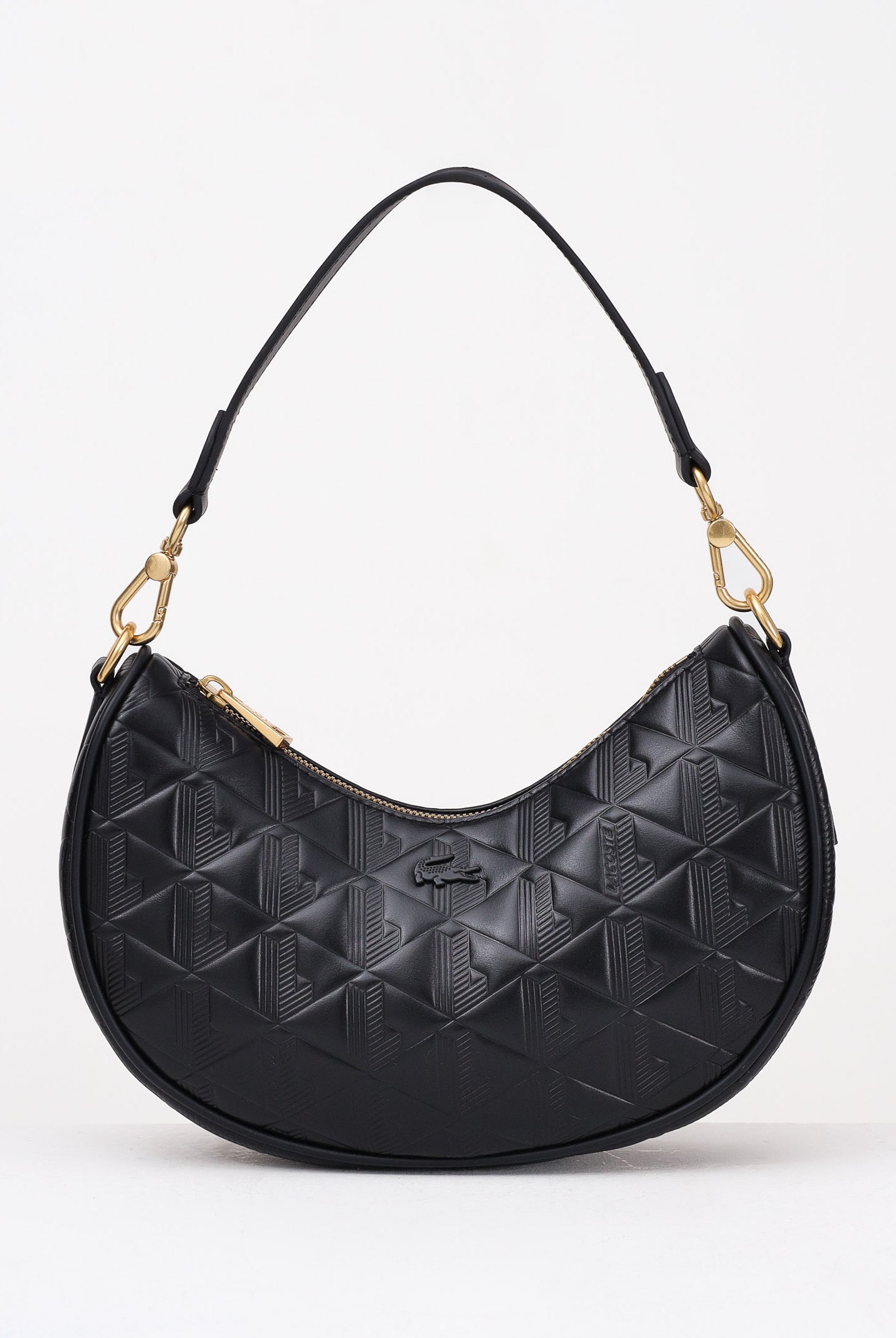 LACOSTE Borsa a spalla nera da donna in pelle goffrata Maheki NF4710 000 LACOSTE