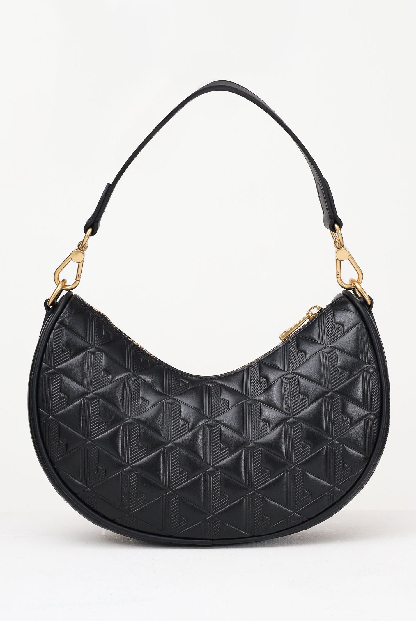 LACOSTE Borsa a spalla nera da donna in pelle goffrata Maheki NF4710 000 LACOSTE