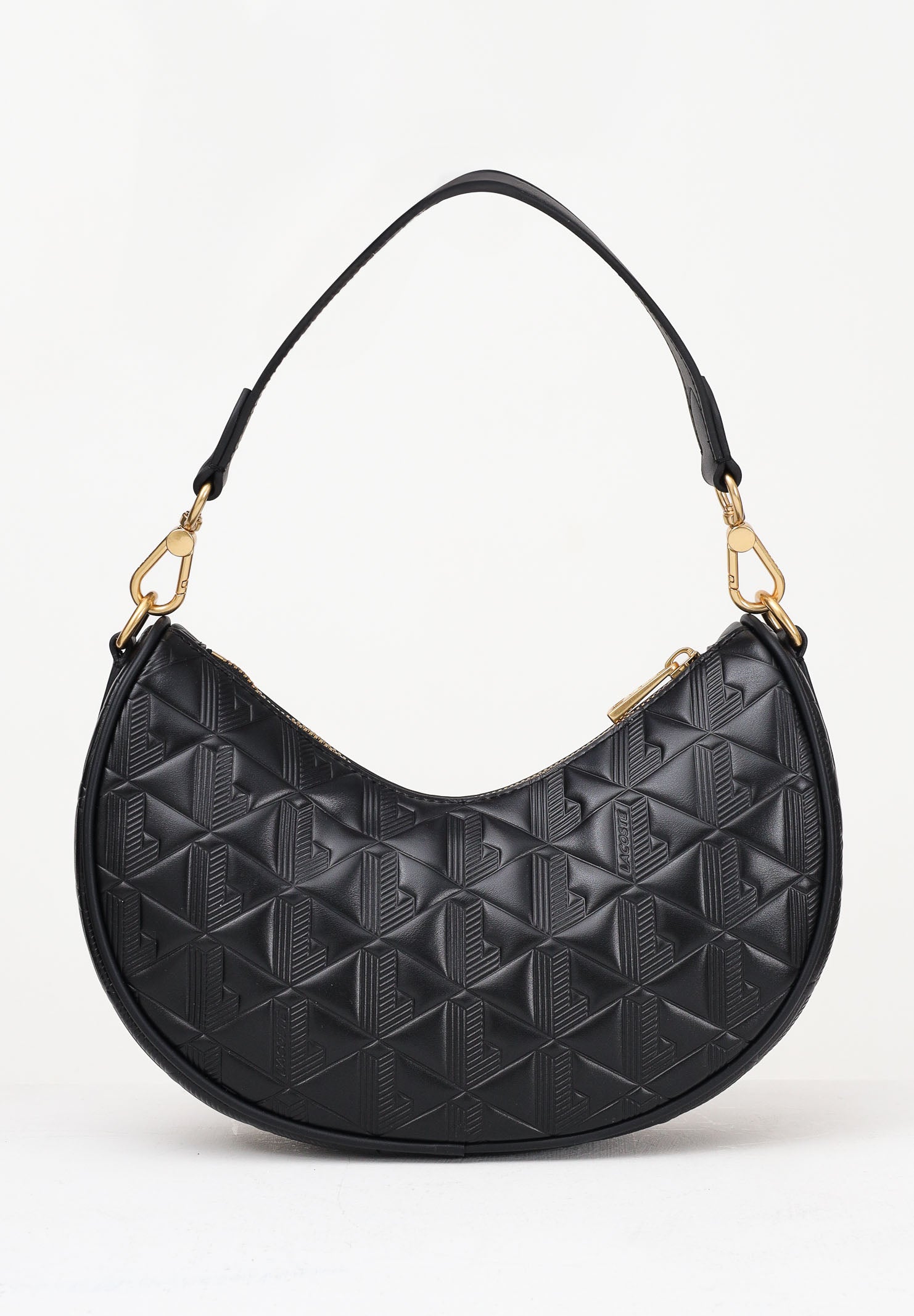 LACOSTE Borsa a spalla nera da donna in pelle goffrata Maheki NF4710 000 LACOSTE